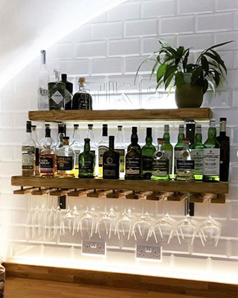 Rustic Reclaimed Wood Shelving, Bar Shelves For Bottles Uk