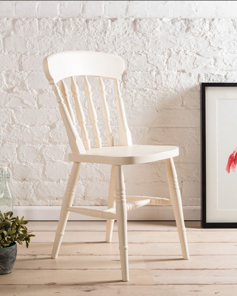 Spindle Back Farmhouse Dining Chair, White Farm Style Dining Chairs