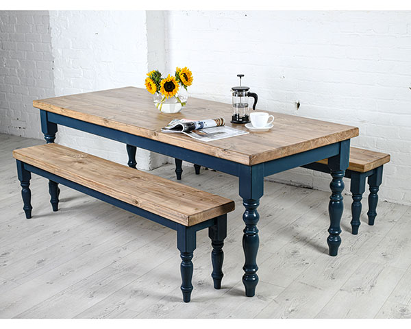 Farmhouse Dining Table With Reclaimed, Farmhouse Dining Table And Chairs With Bench