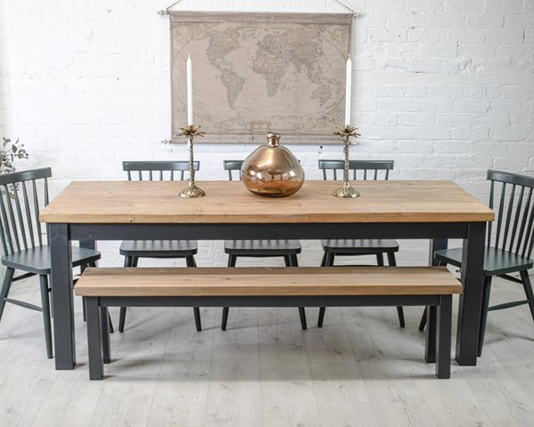 Square Leg Dining Table With Reclaimed, Square Breakfast Table With Bench