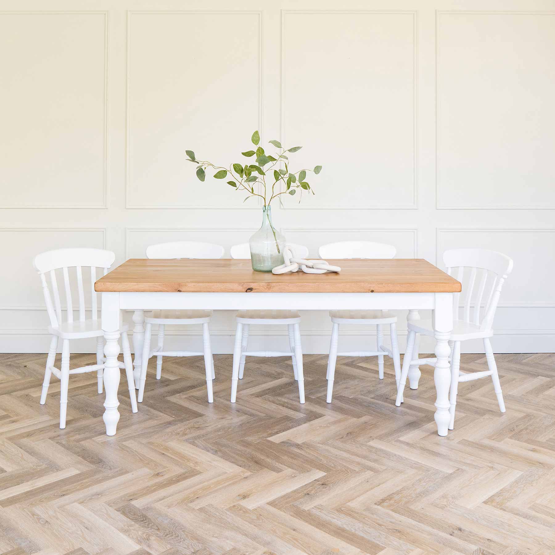 Farmhouse dining table with pine top