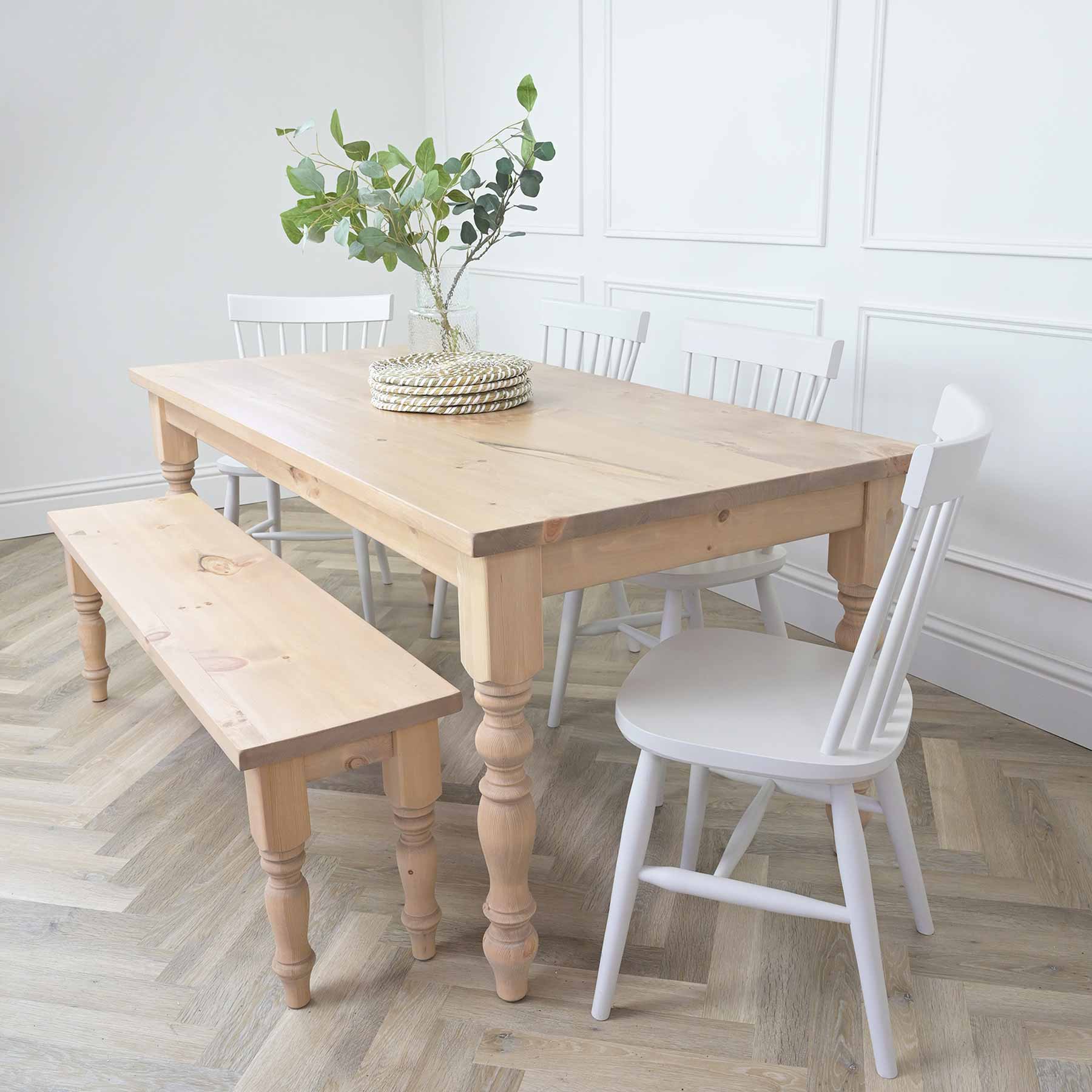 Farmhouse dining table with pine top