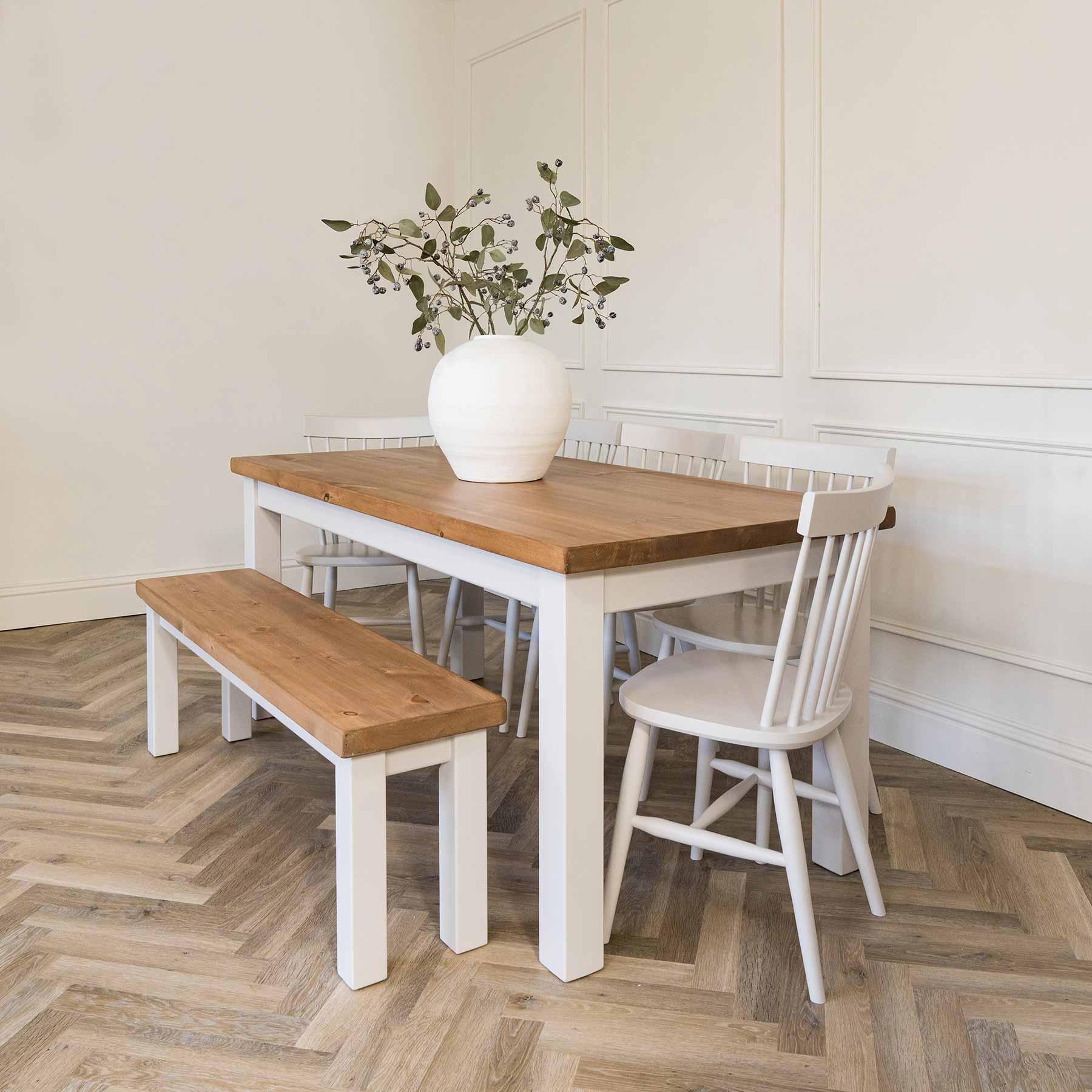 Square Leg Dining Table with Rustic Pine Top - Image 11