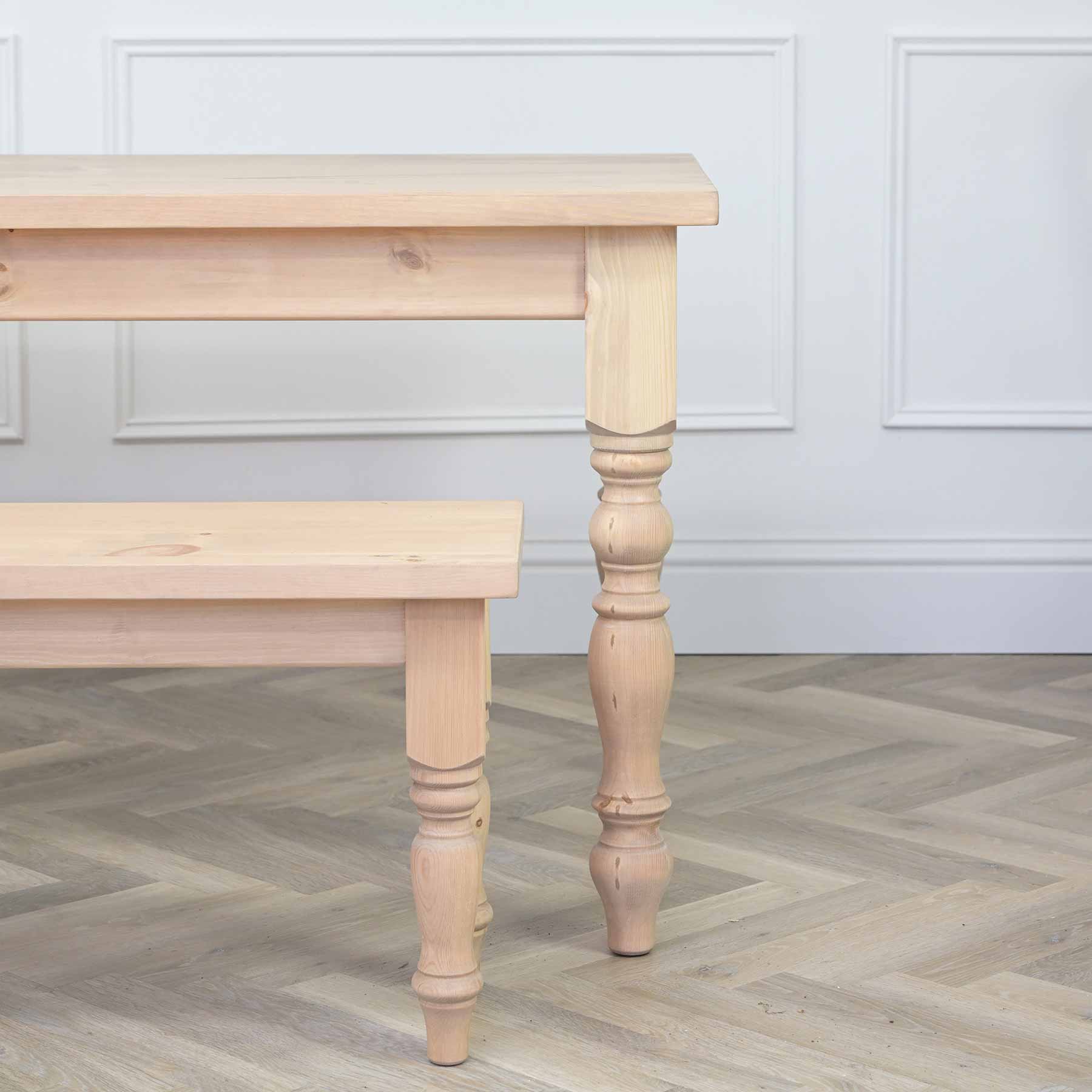 Farmhouse dining table with pine top