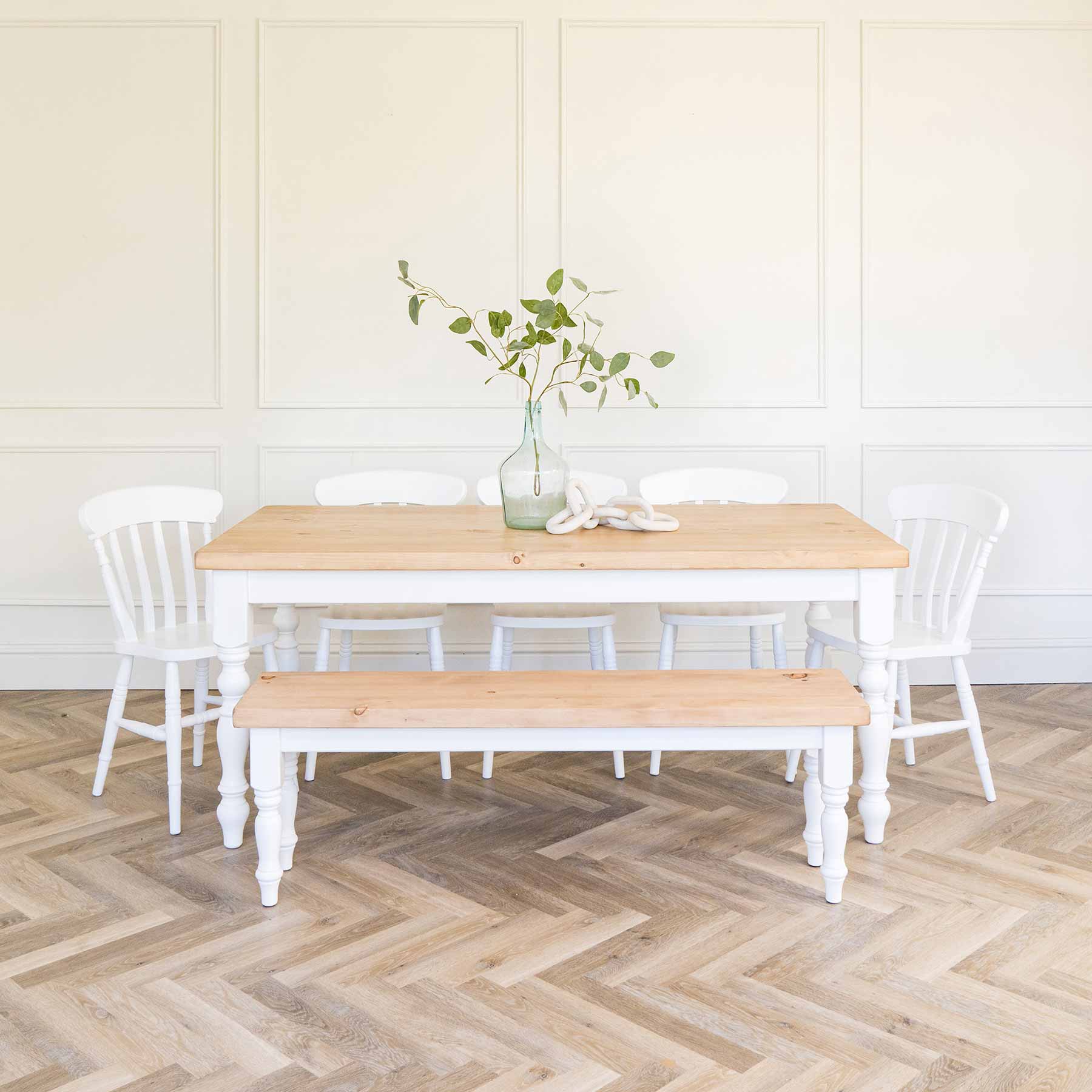 Farmhouse dining table with pine top