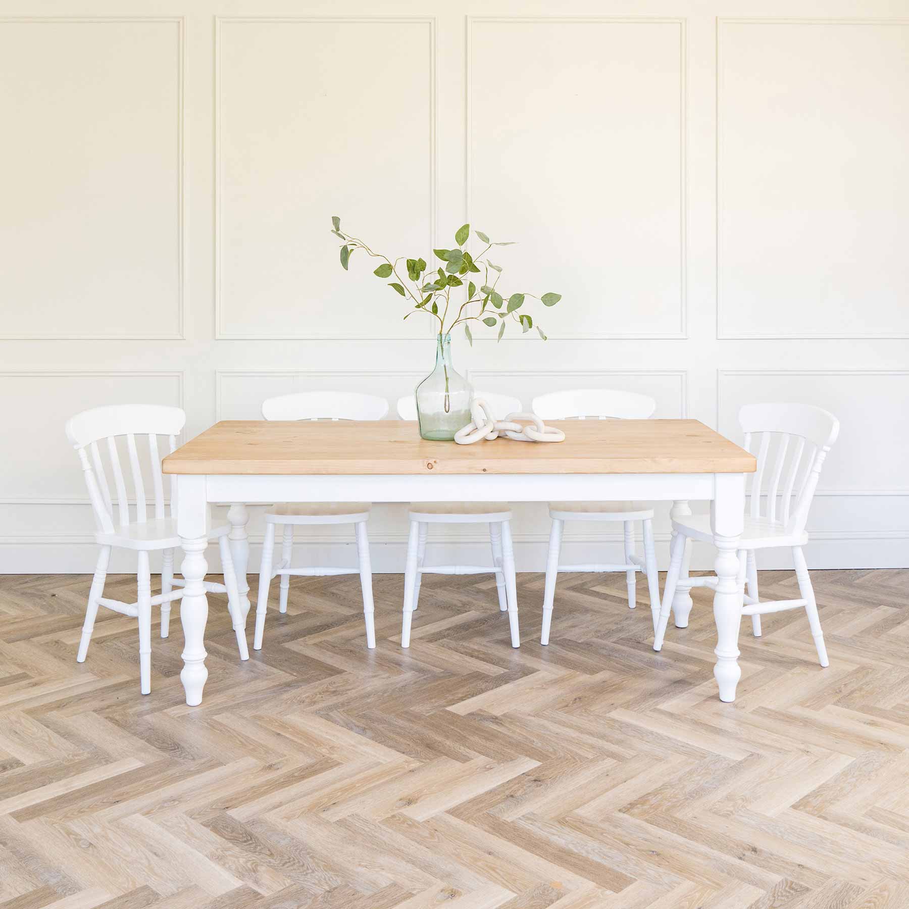 Farmhouse dining table with pine top