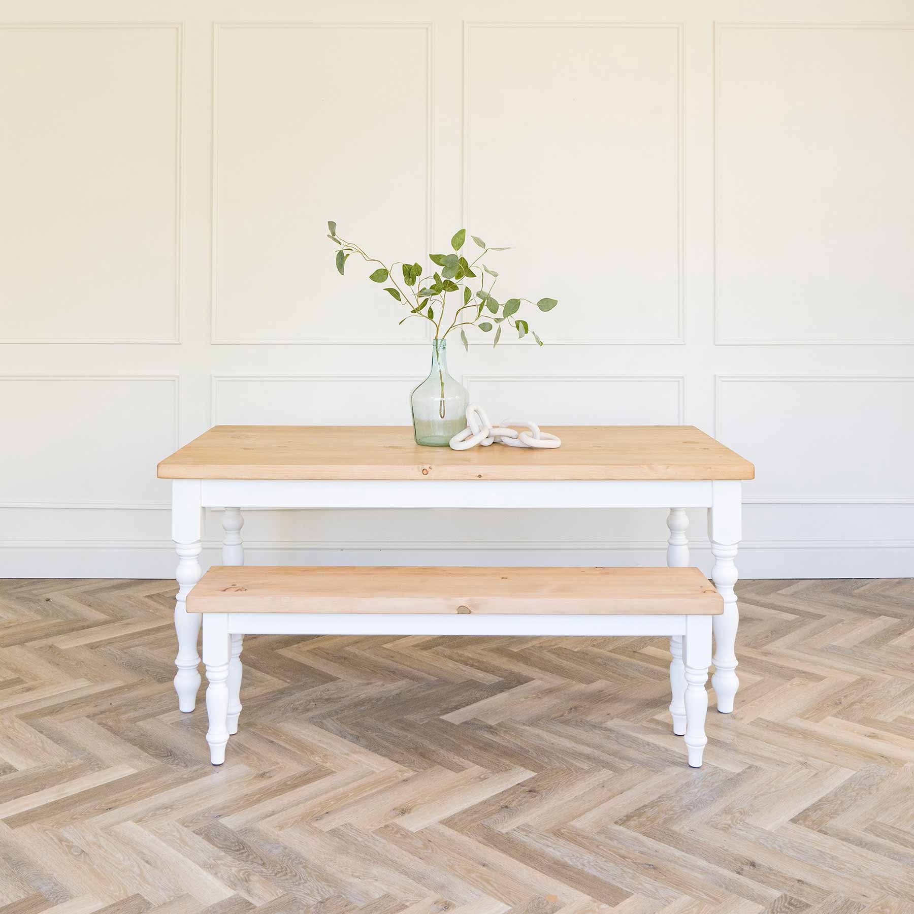 Farmhouse dining table with pine top