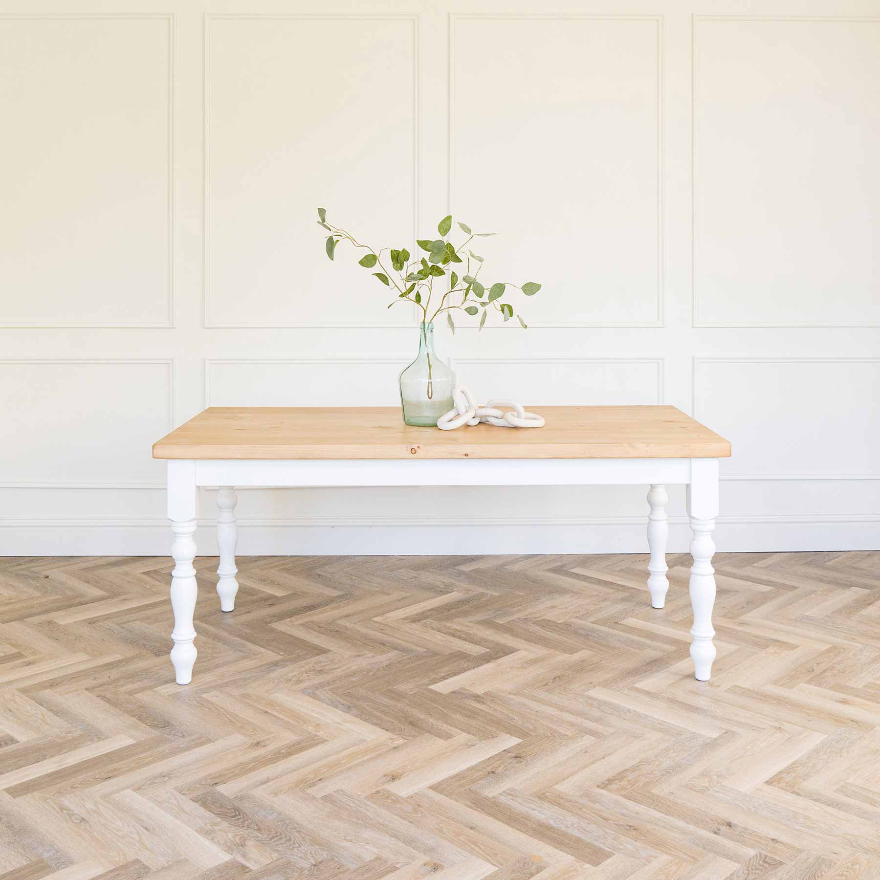 Farmhouse dining table with pine top
