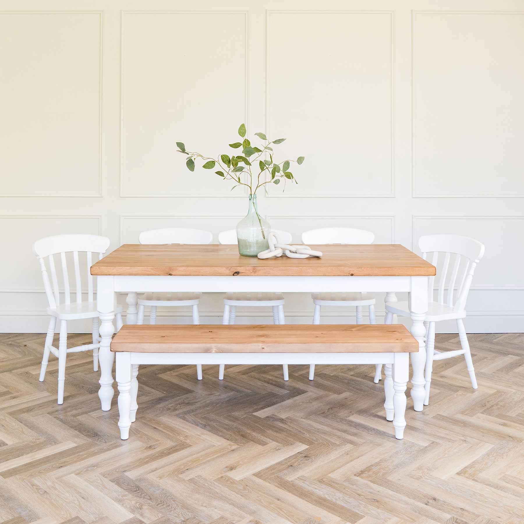 Farmhouse dining table with pine top
