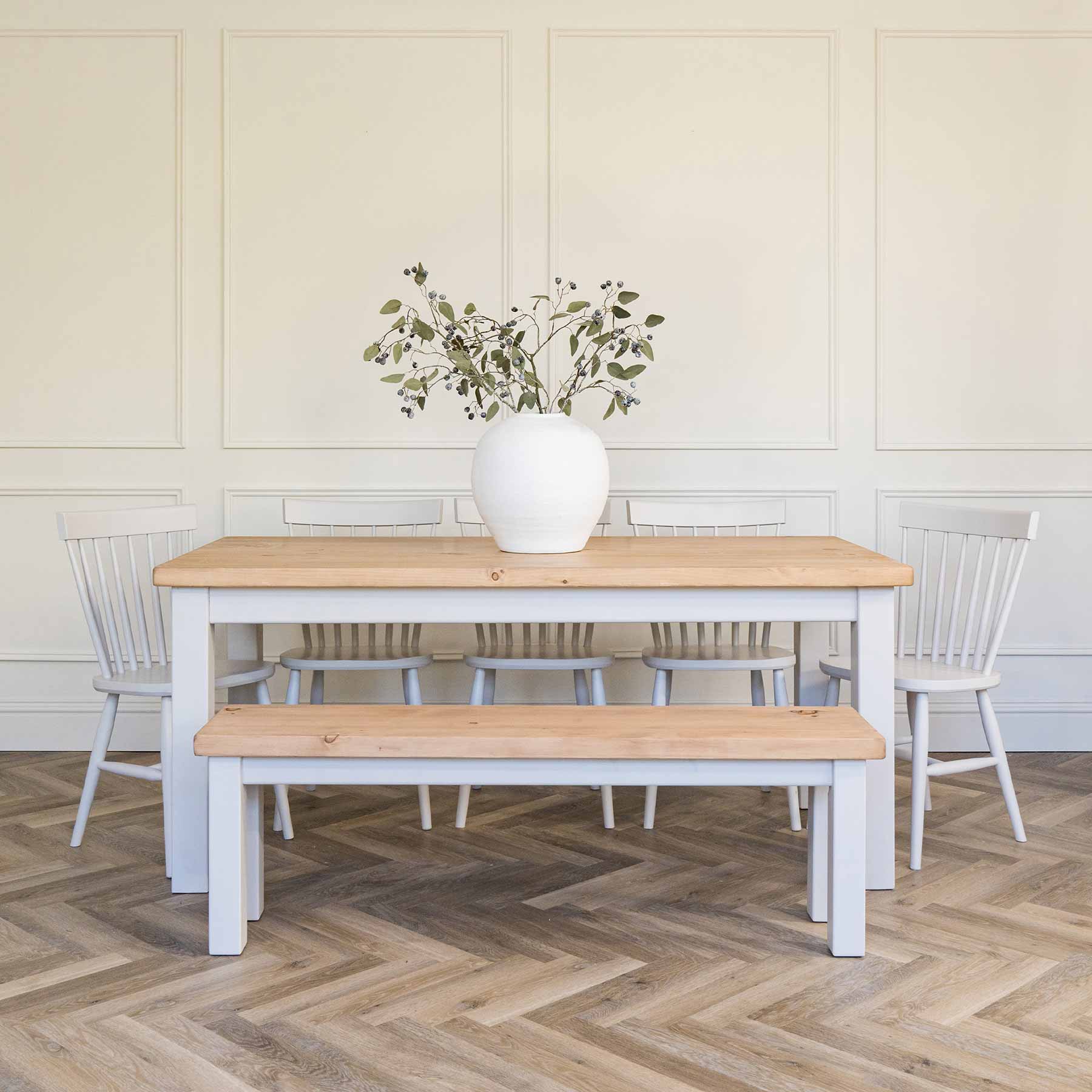 Square Leg Dining Table with Rustic Pine Top - Image 2