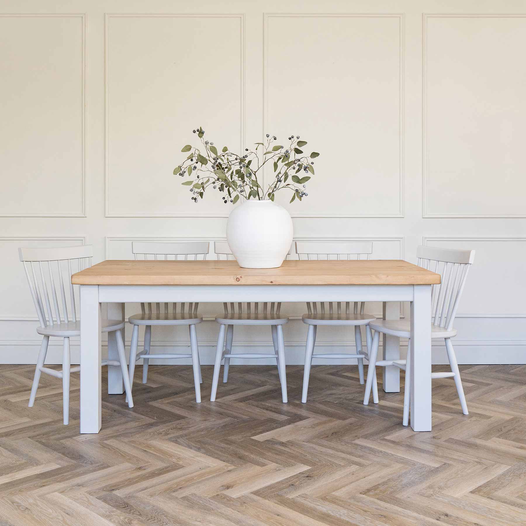 Square Leg Dining Table with Rustic Pine Top - Image 3