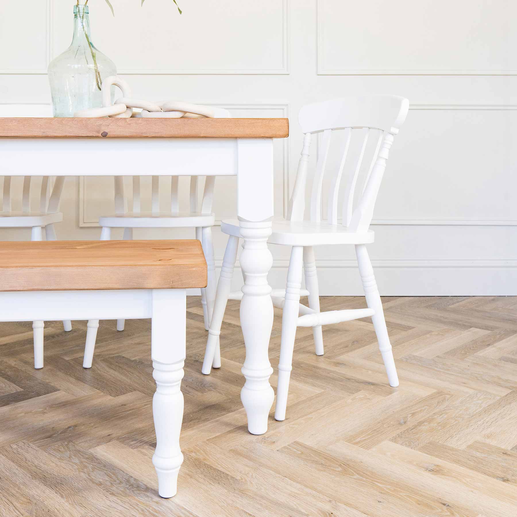 Farmhouse dining table with pine top