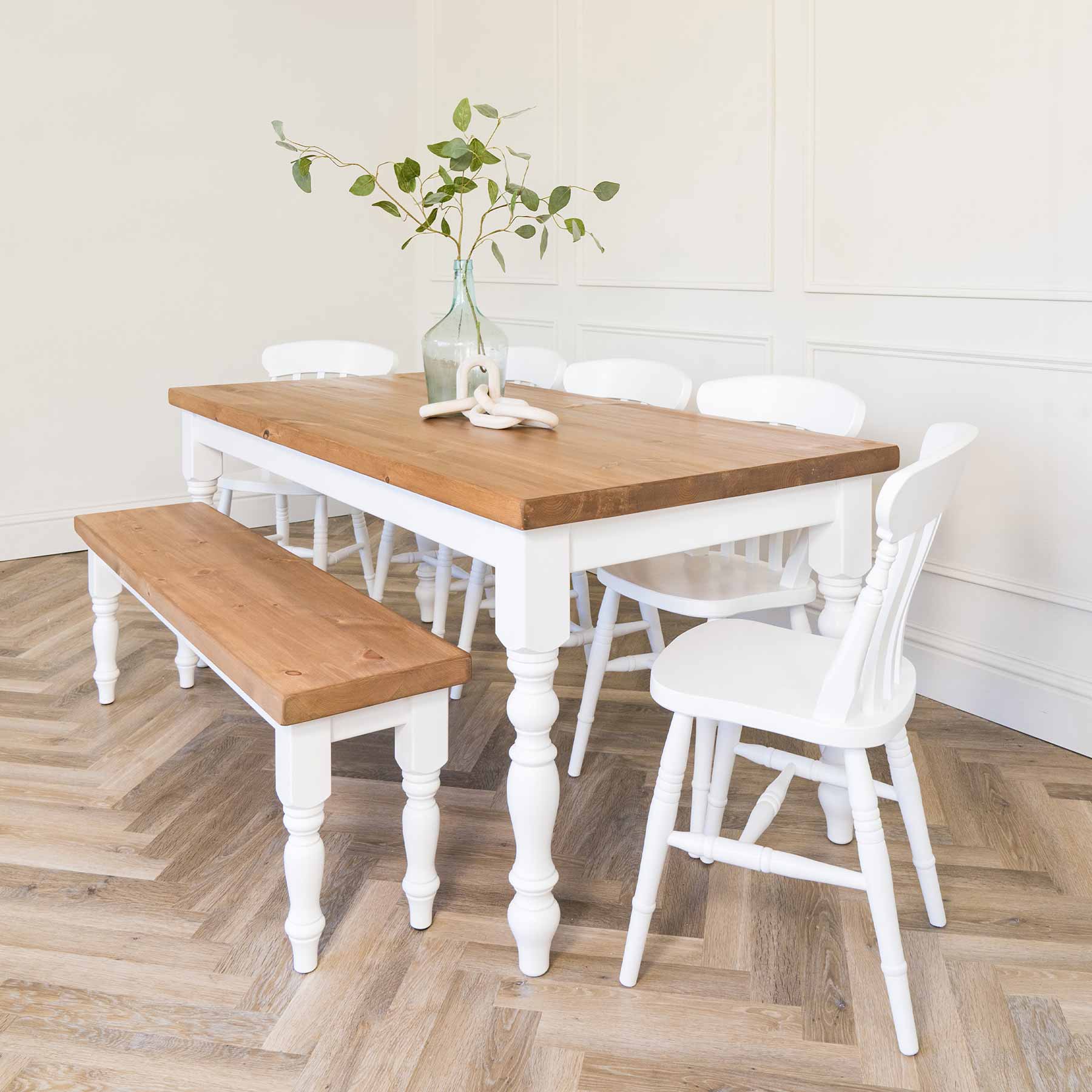 Farmhouse dining table with pine top