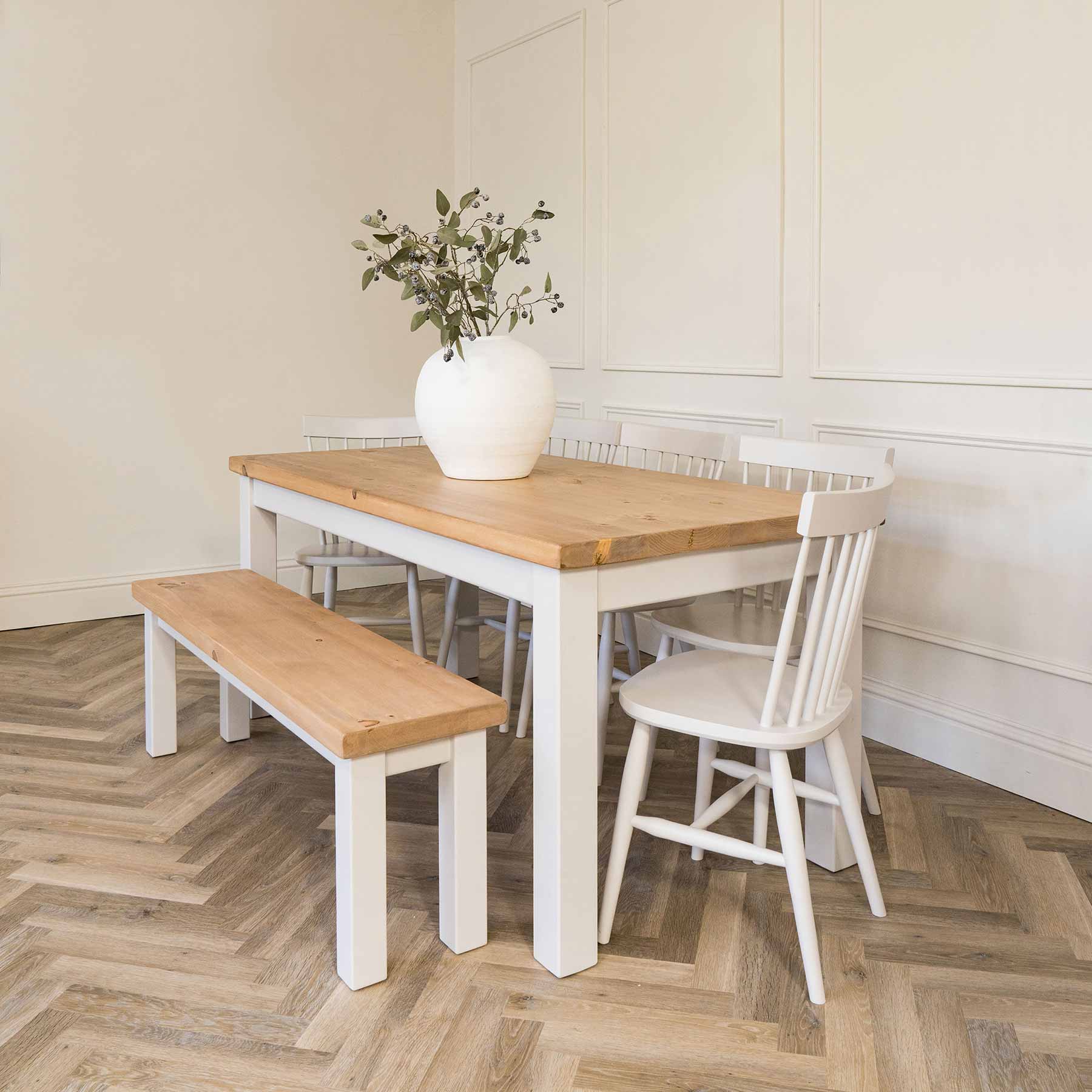 Square Leg Dining Table with Rustic Pine Top - Image 5