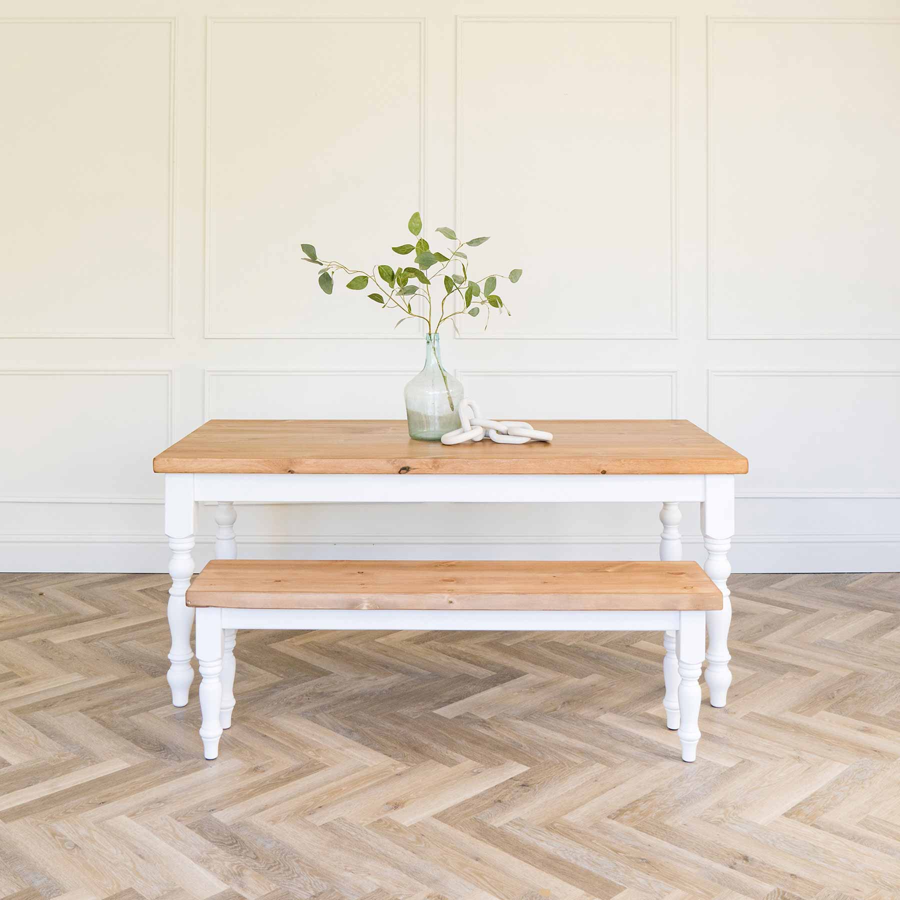 Farmhouse dining table with pine top