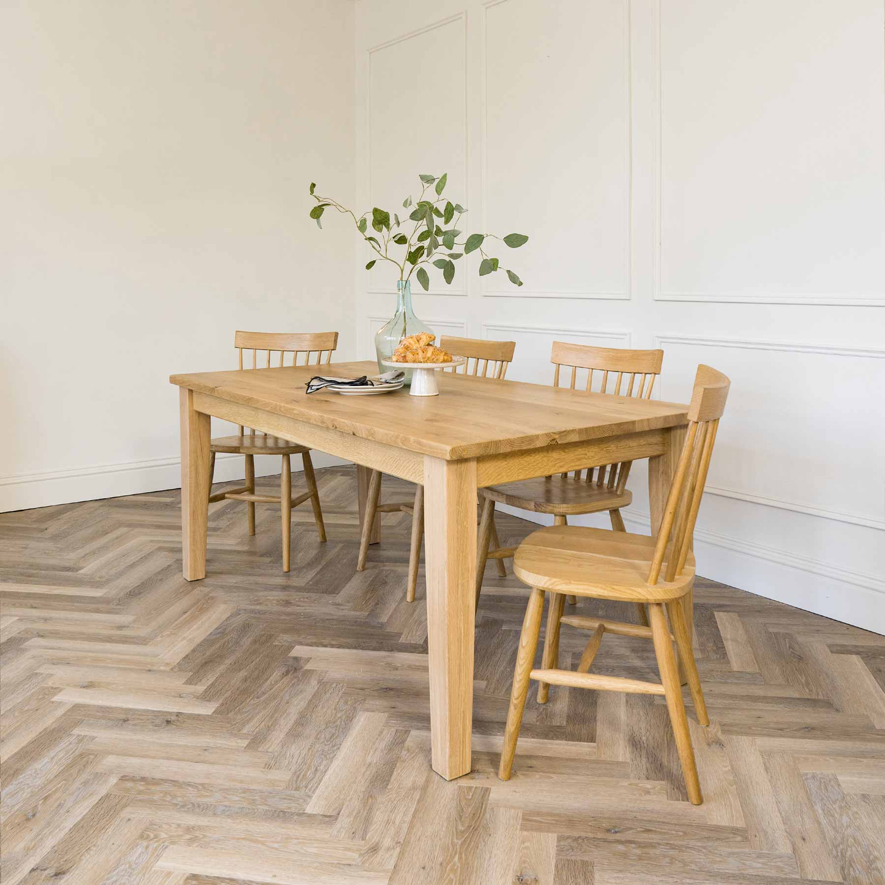 Solid Oak Tapered Leg Dining Table - Image 5