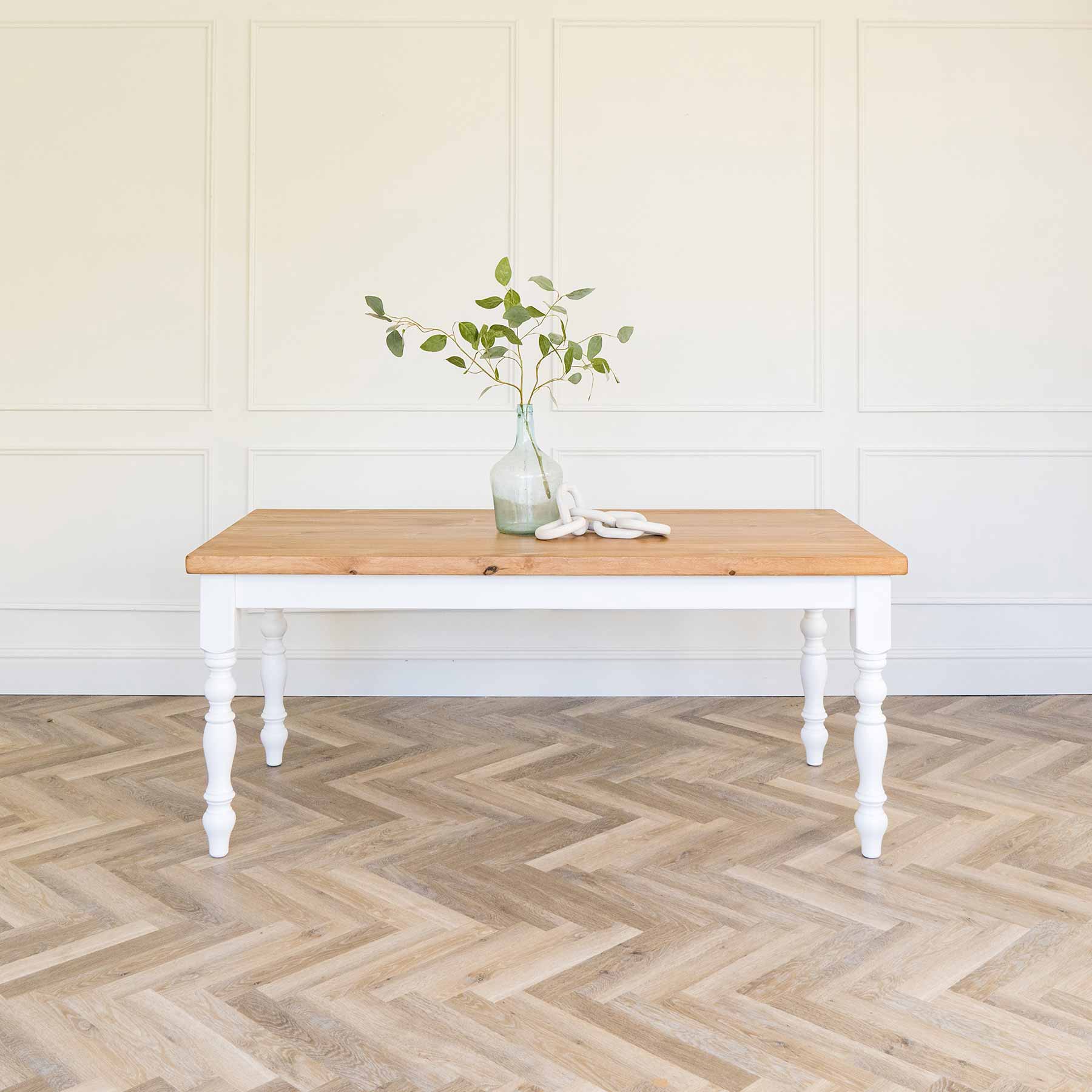 Farmhouse dining table with pine top