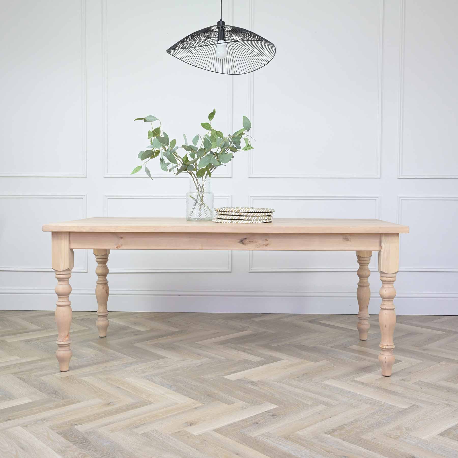 Farmhouse dining table with pine top