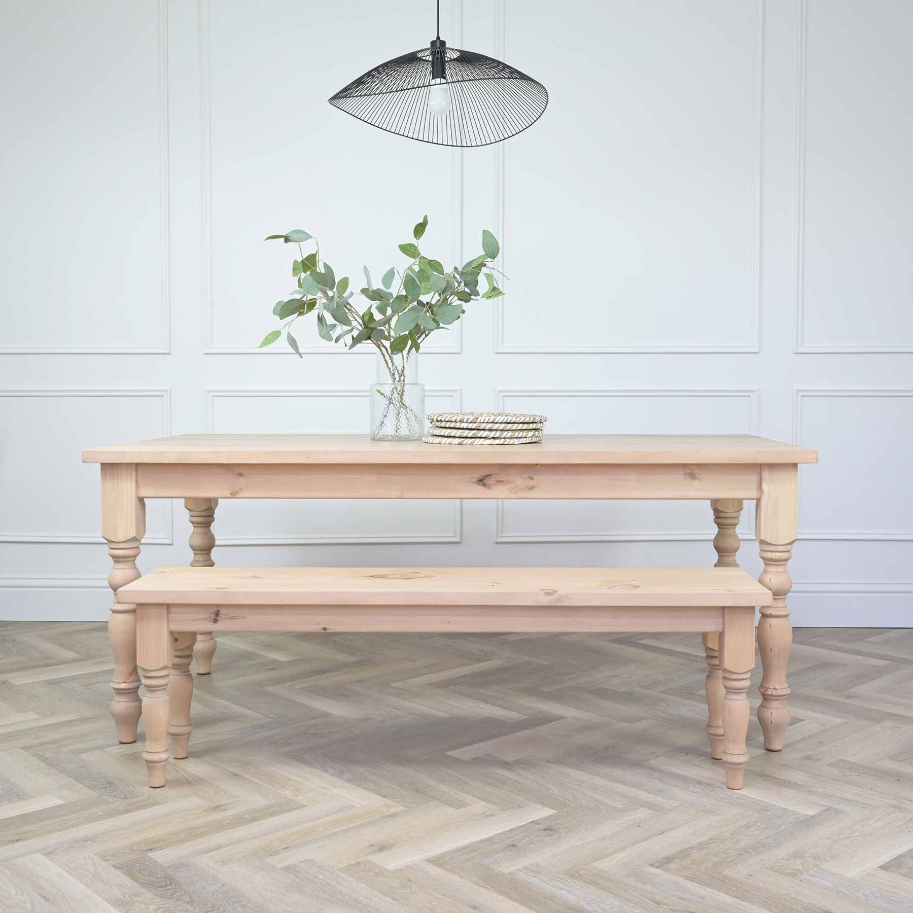Farmhouse dining table with pine top