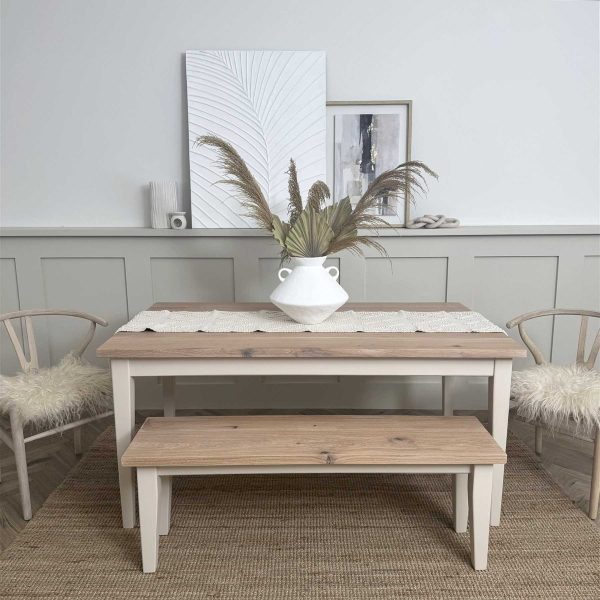 Oak Top Slim Tapered Leg Table - Cotton White, Joa's White