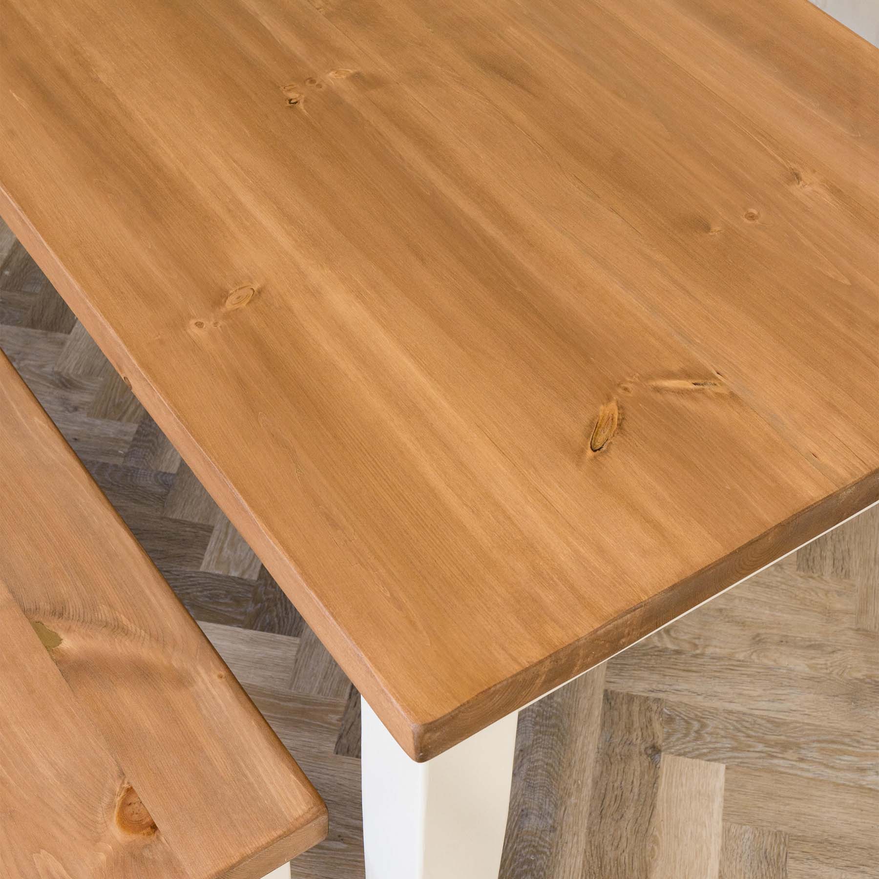 Tapered Leg Dining Table with Rustic Pine Top - Image 9