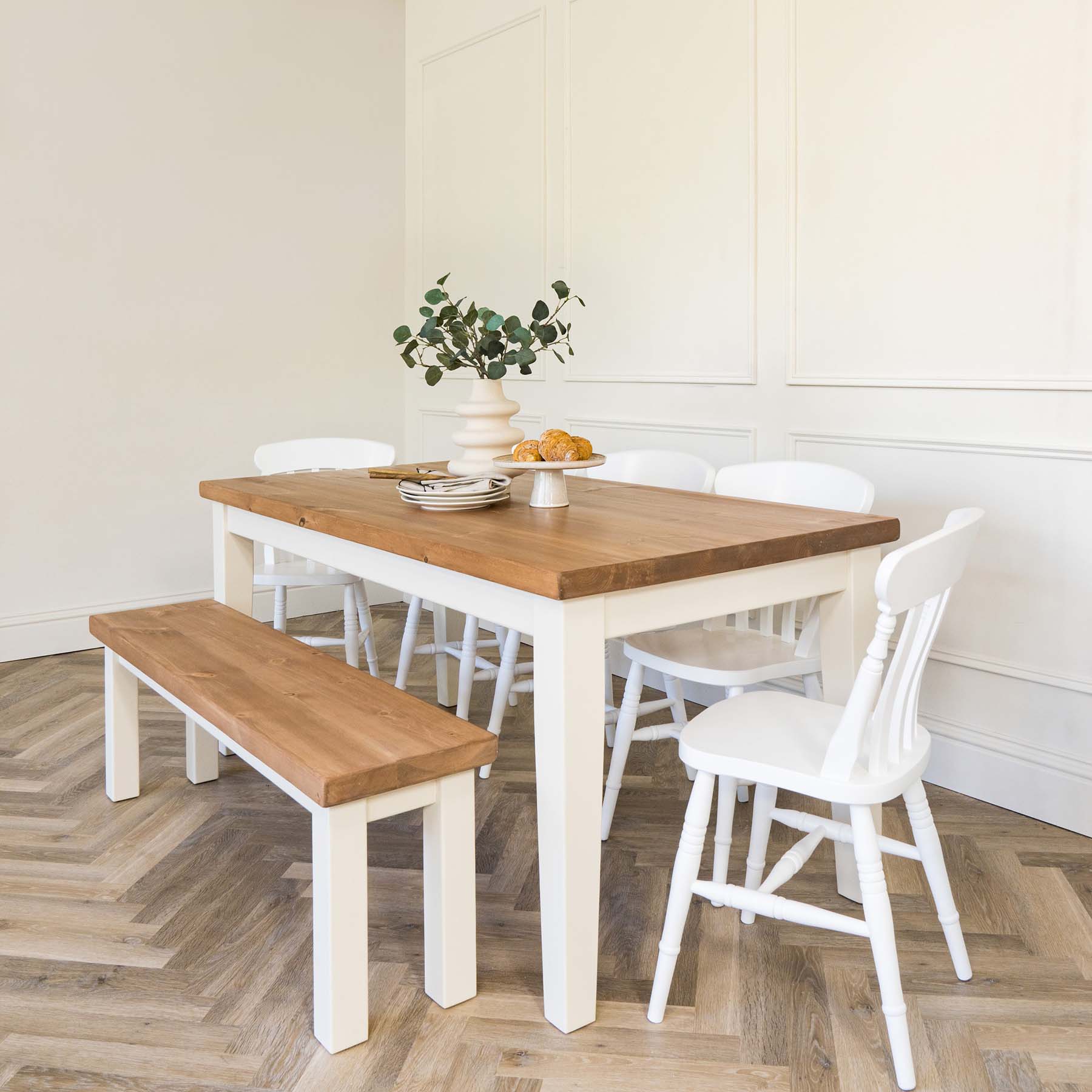 Tapered Leg Dining Table with Rustic Pine Top - Image 5