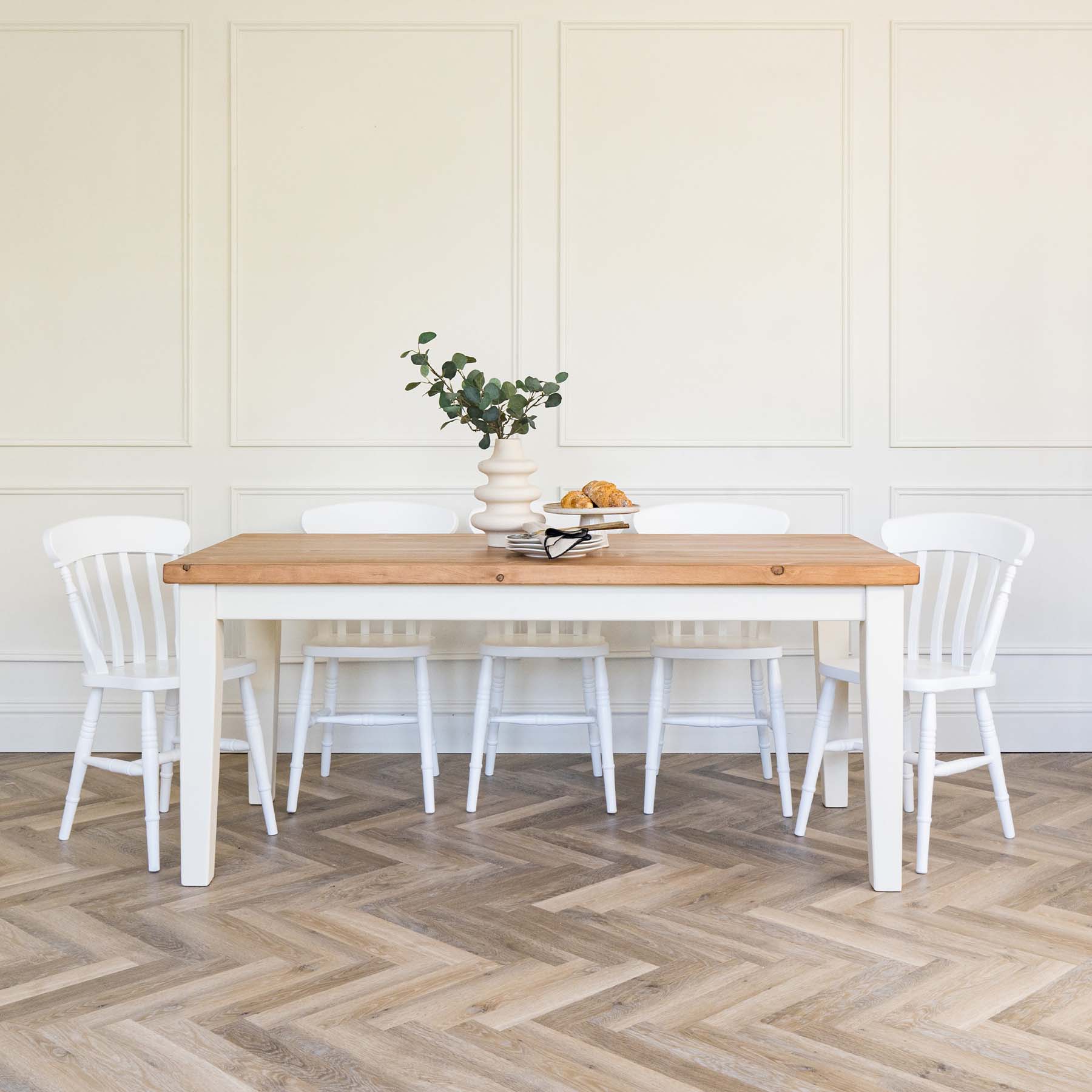 Tapered Leg Dining Table with Rustic Pine Top - Image 7