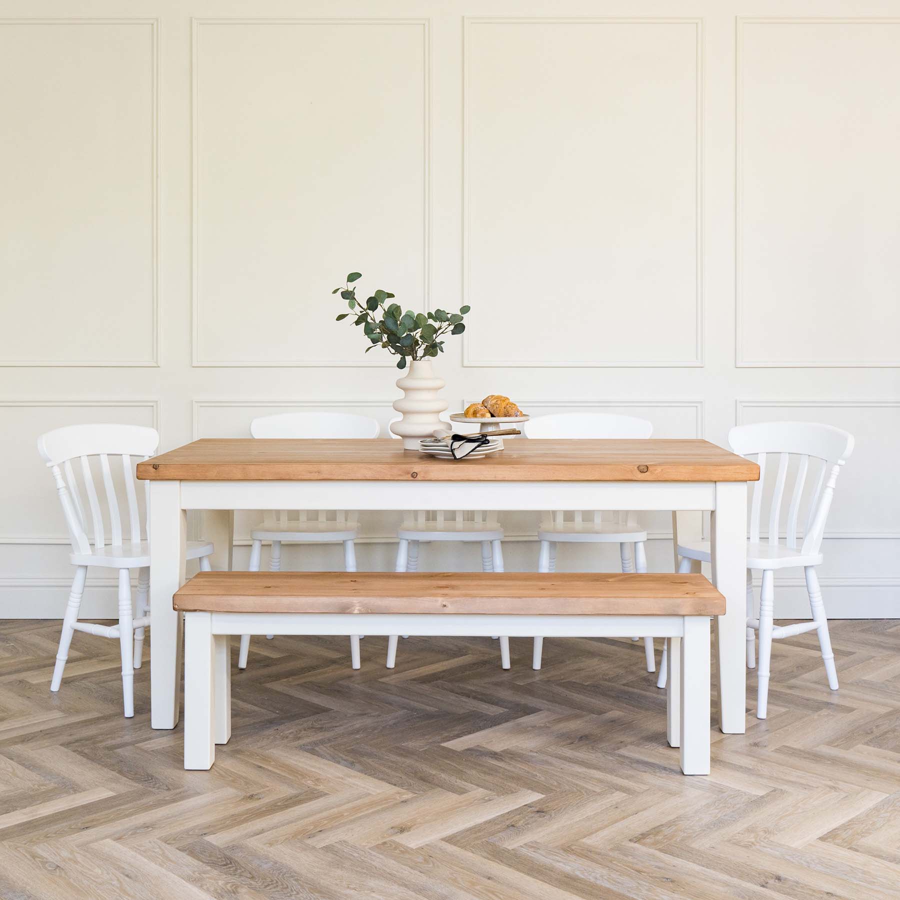 Tapered Leg Dining Table with Rustic Pine Top - Image 6