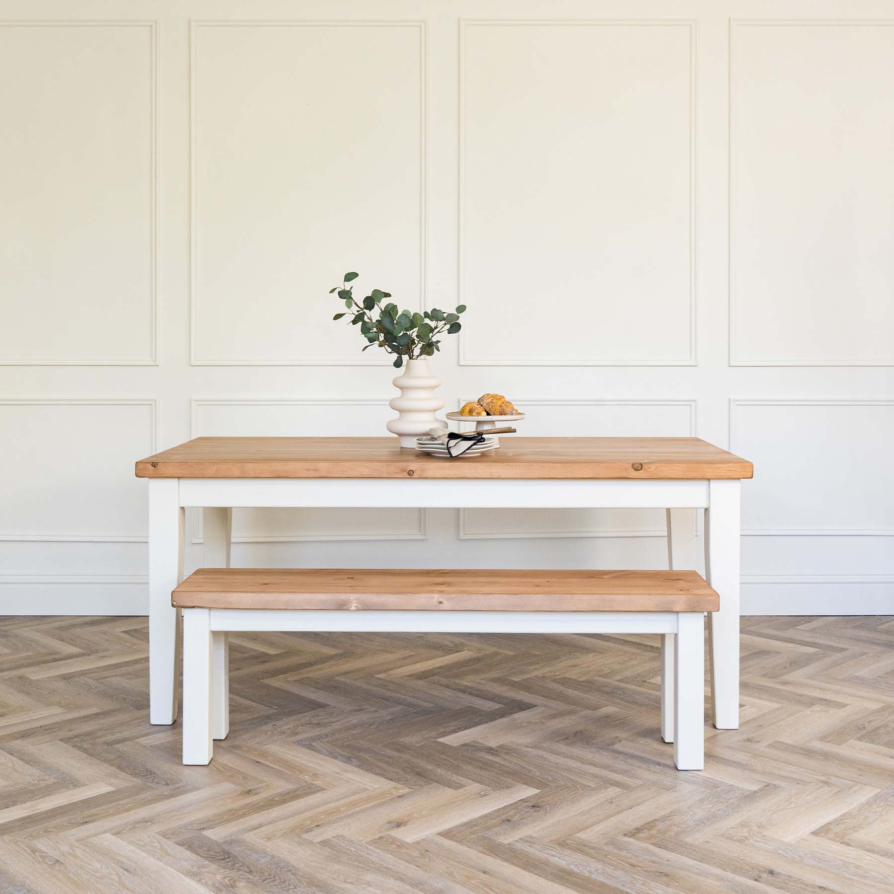 Tapered Leg Dining Table with Rustic Pine Top - Image 8