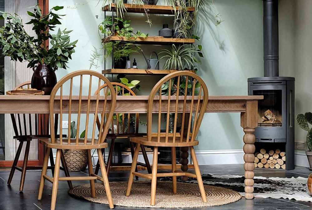 Solid Oak Bobbin Table - smoke 5%