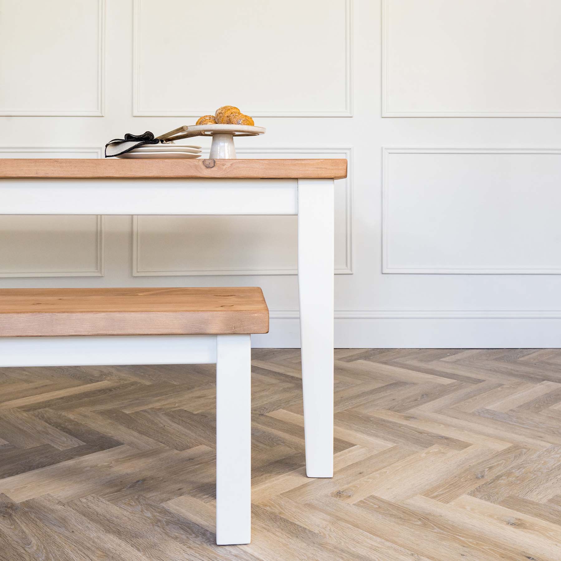 Tapered Leg Dining Table with Rustic Pine Top - Image 4