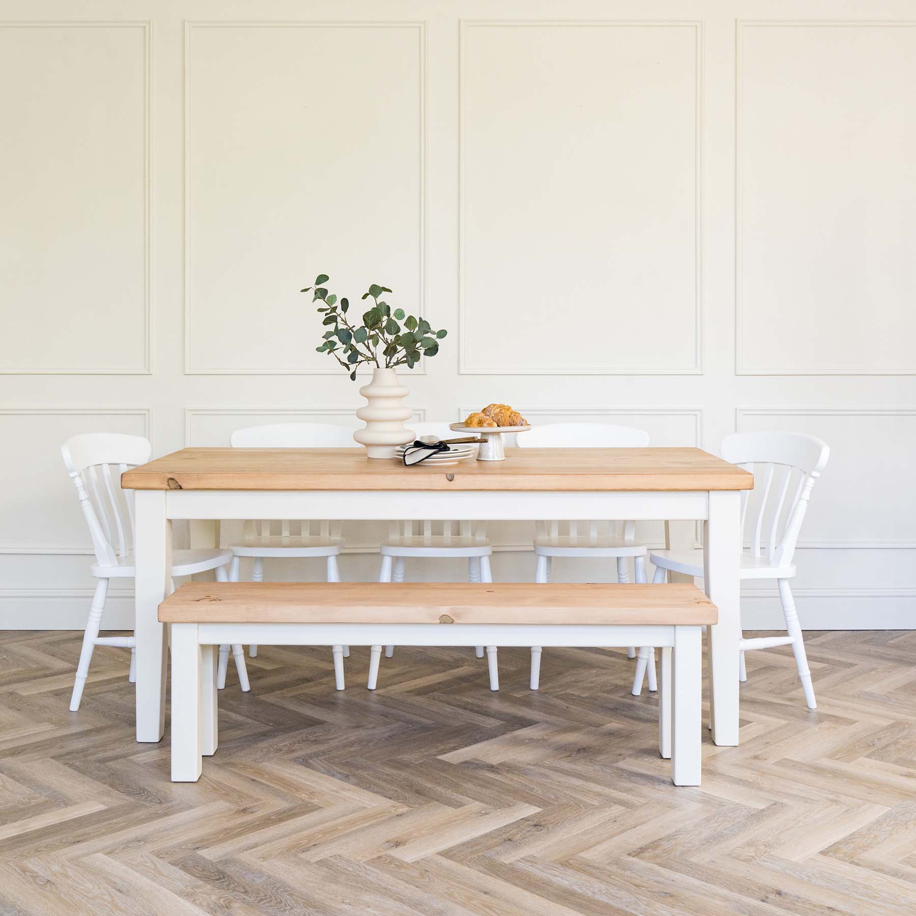 Tapered Leg Dining Table with Rustic Pine Top - Image 2
