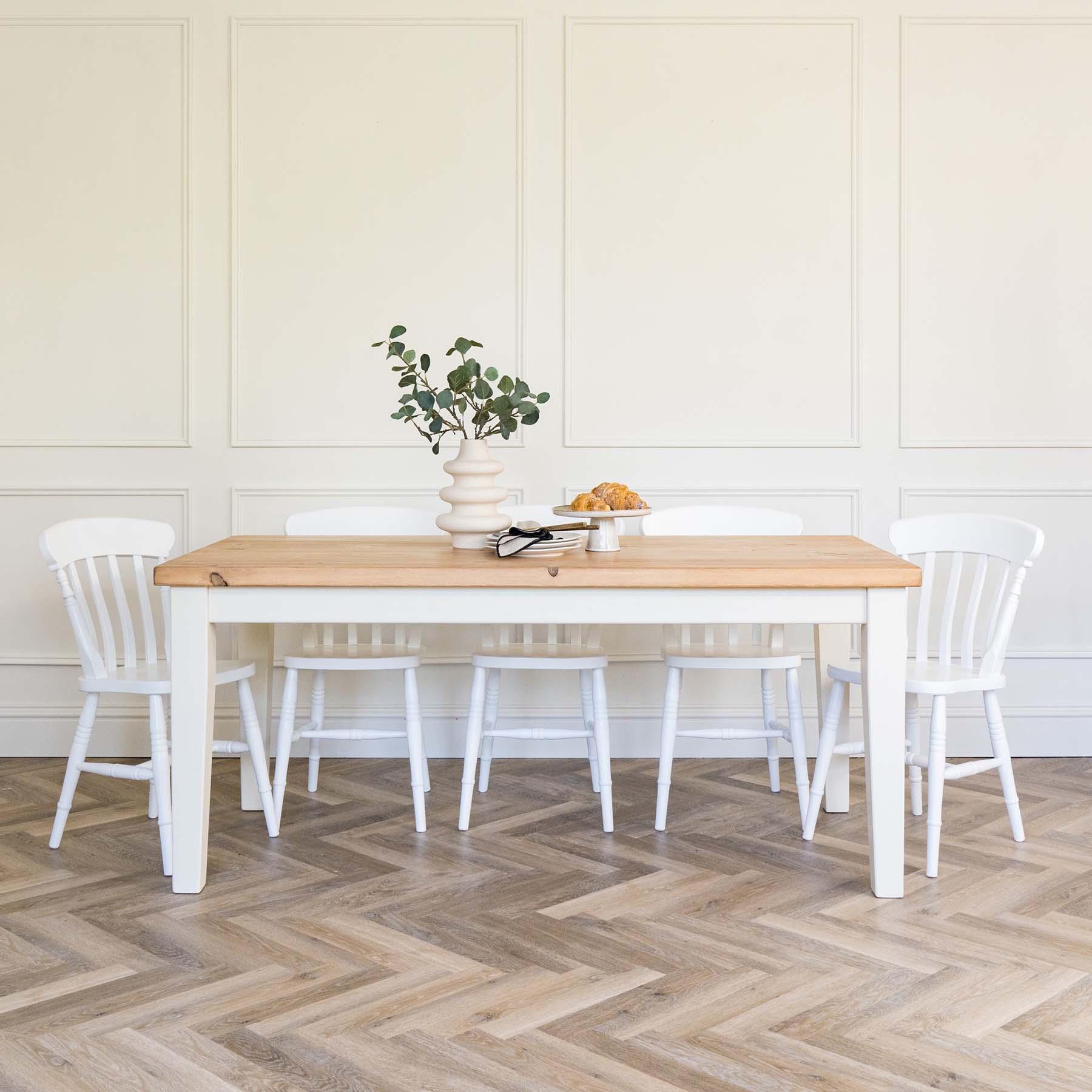 Tapered Leg Dining Table with Rustic Pine Top - Image 3