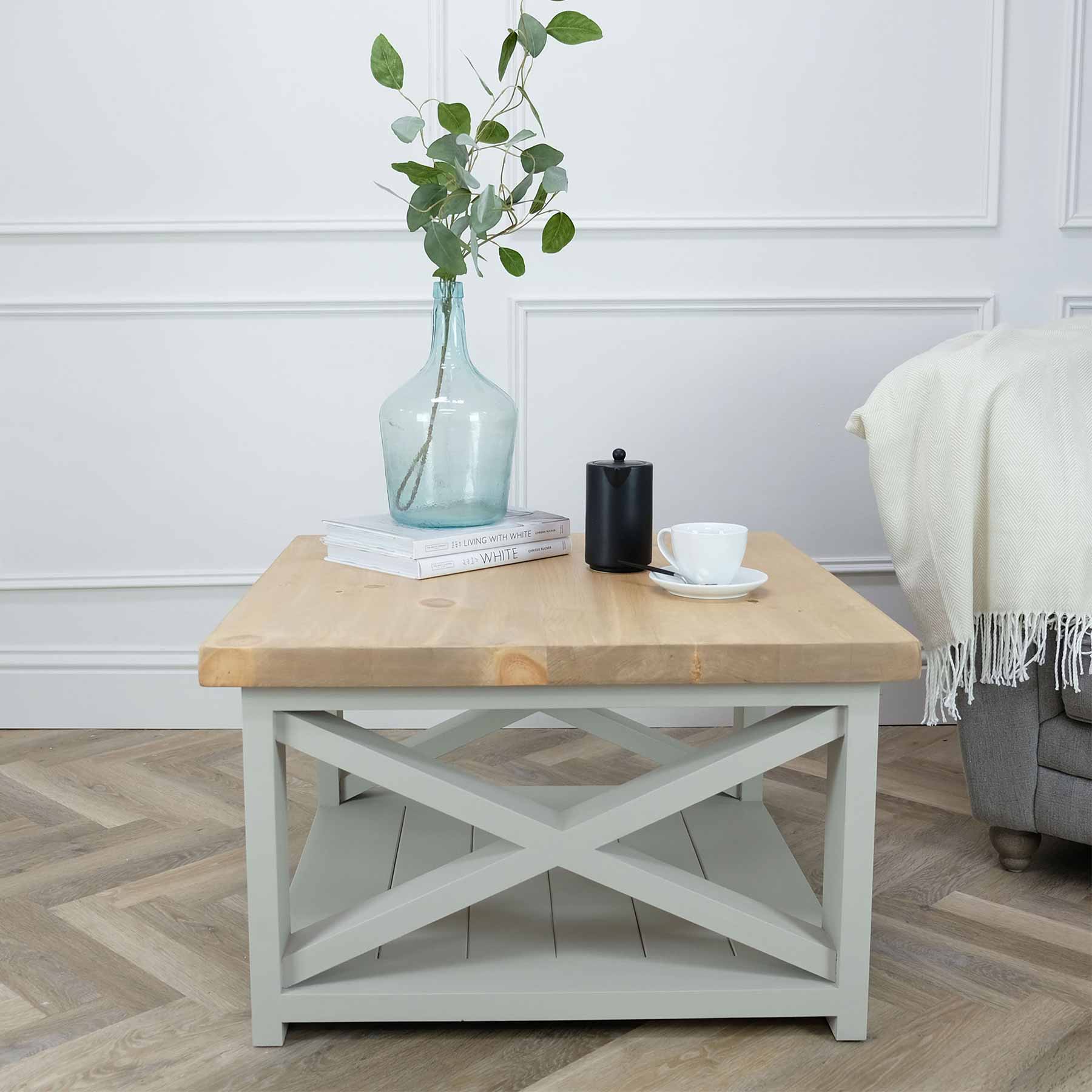 Cross Side Coffee Table - Pine Top