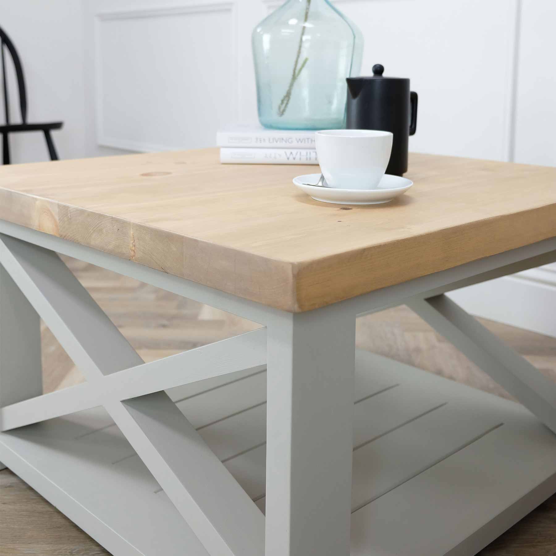 Cross Side Coffee Table - Pine Top - Image 5