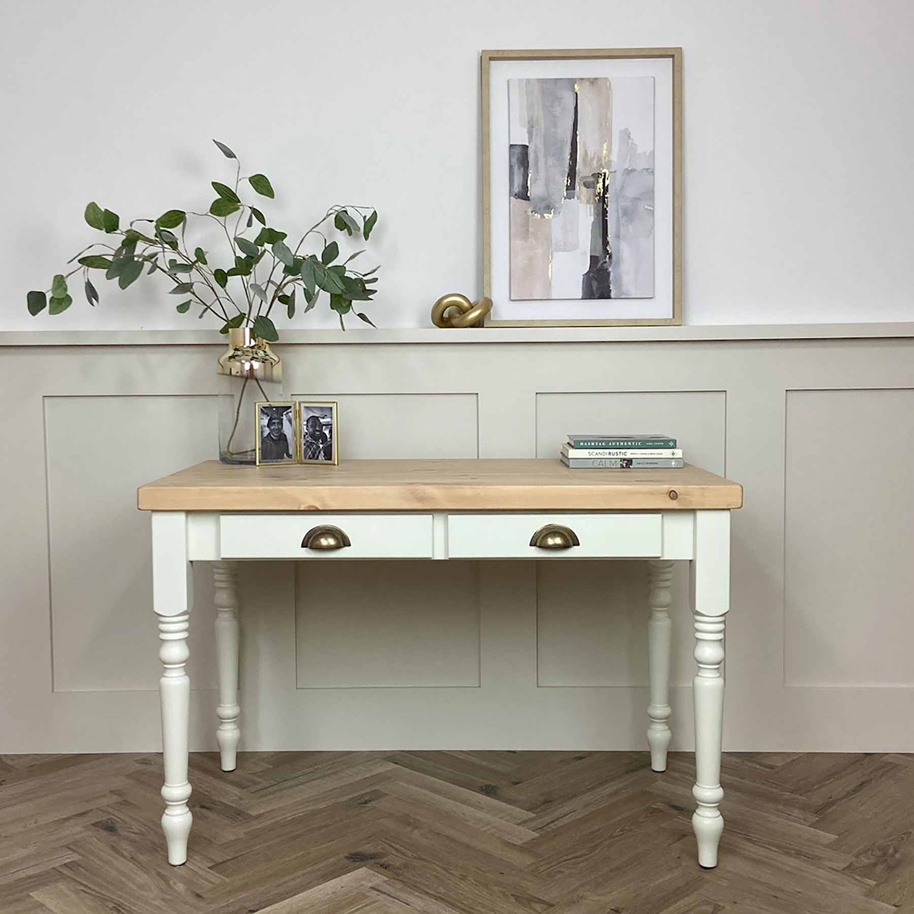 Rustic Wood Writing Desk - Pine Top - Image 9
