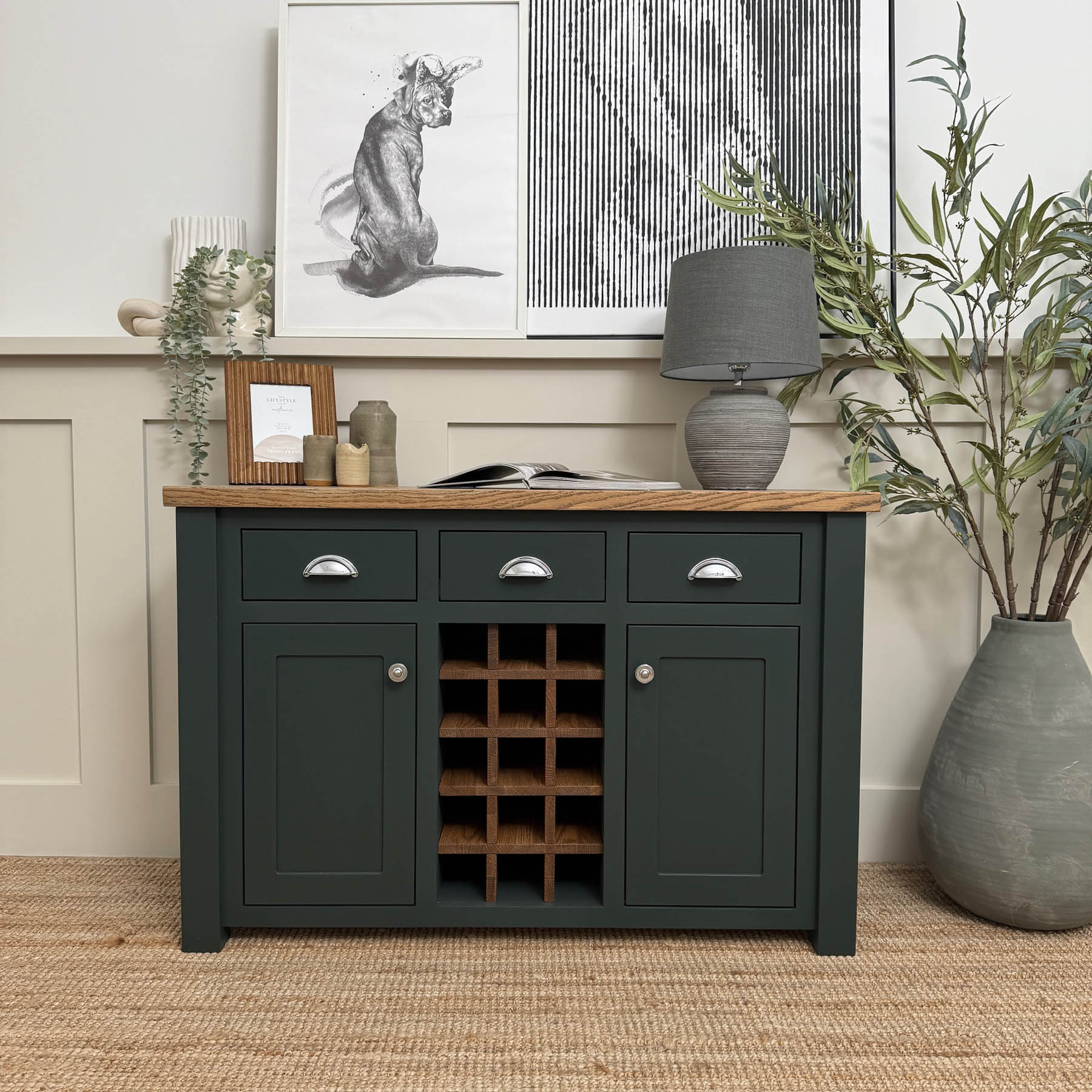 Oak top Ranmoor sideboard studio green castle brown