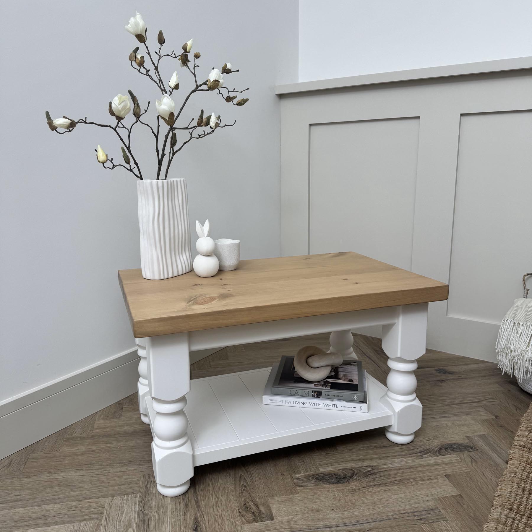Refectory coffee table Wimborne white Natural oak