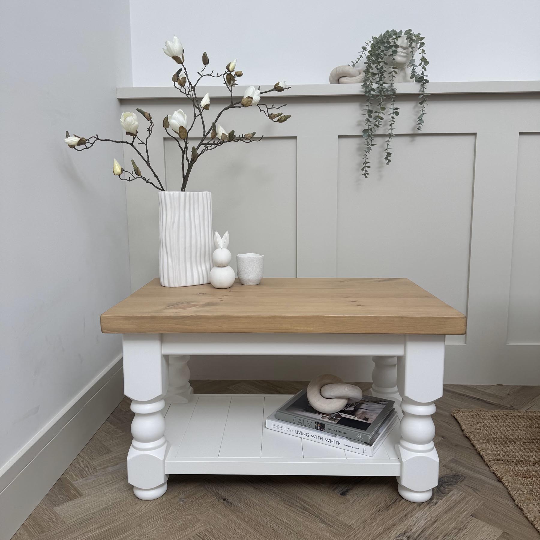 Refectory coffee table Wimborne white Natural oak