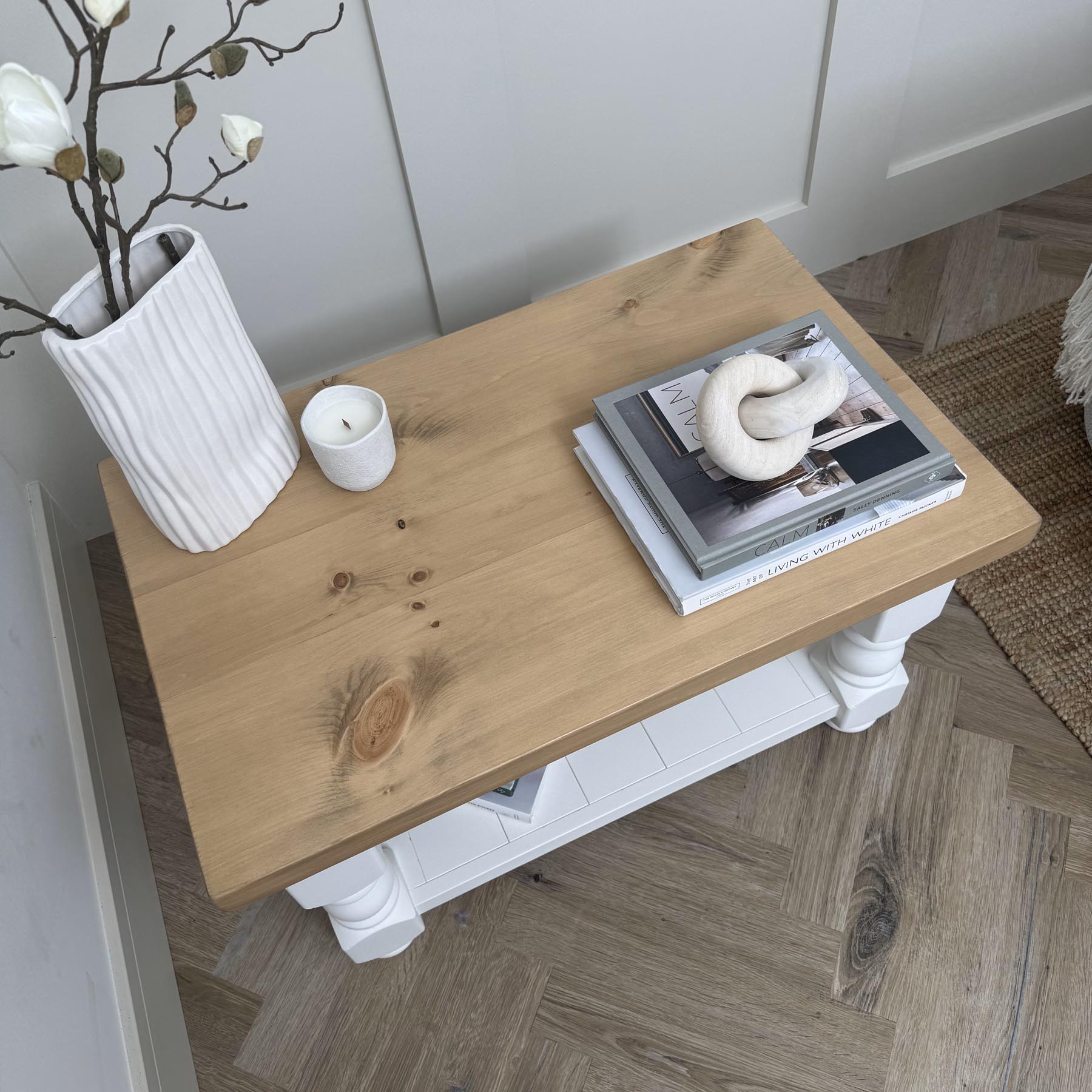 Refectory coffee table Wimborne white Natural oak