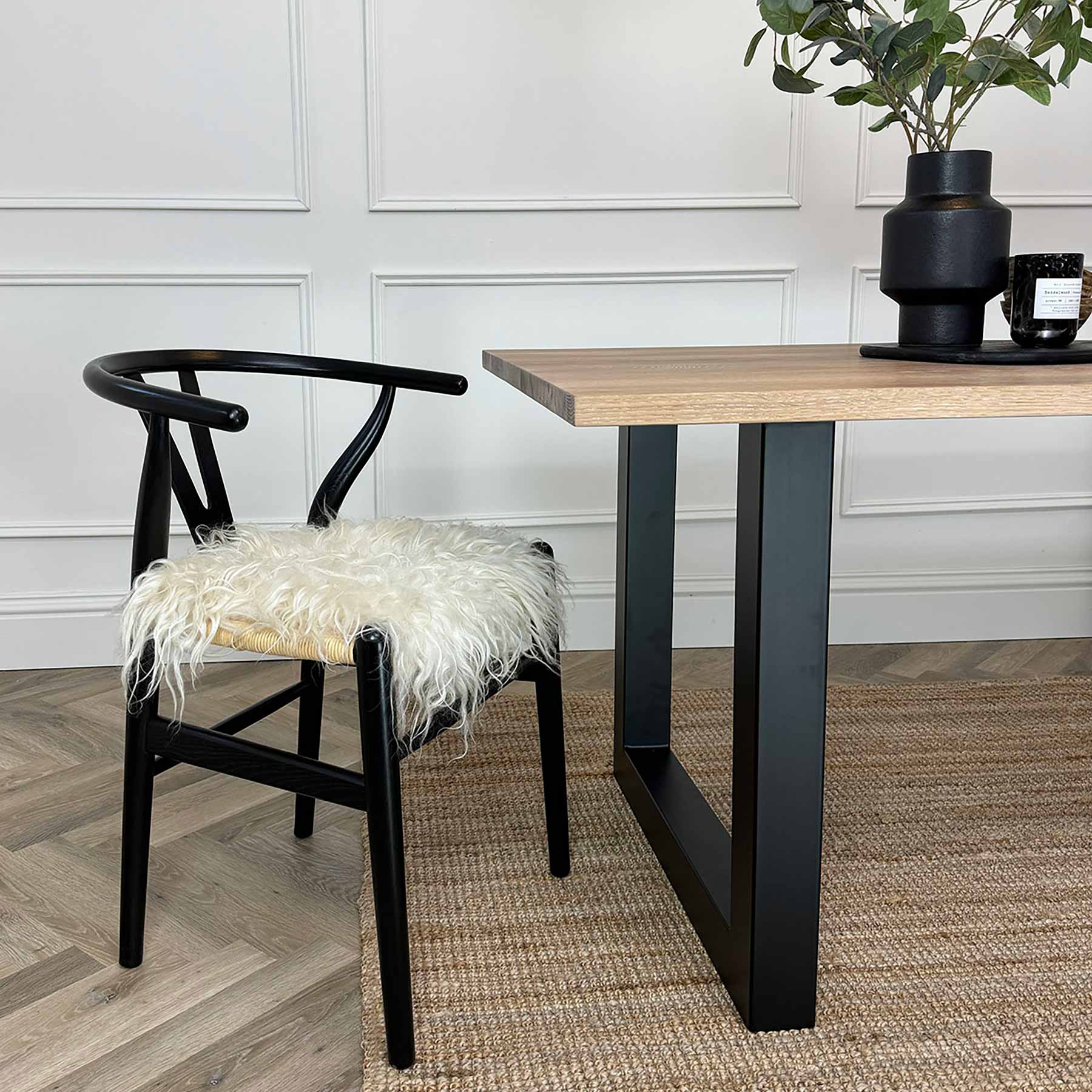 Kenworth Oak dining table with steel legs