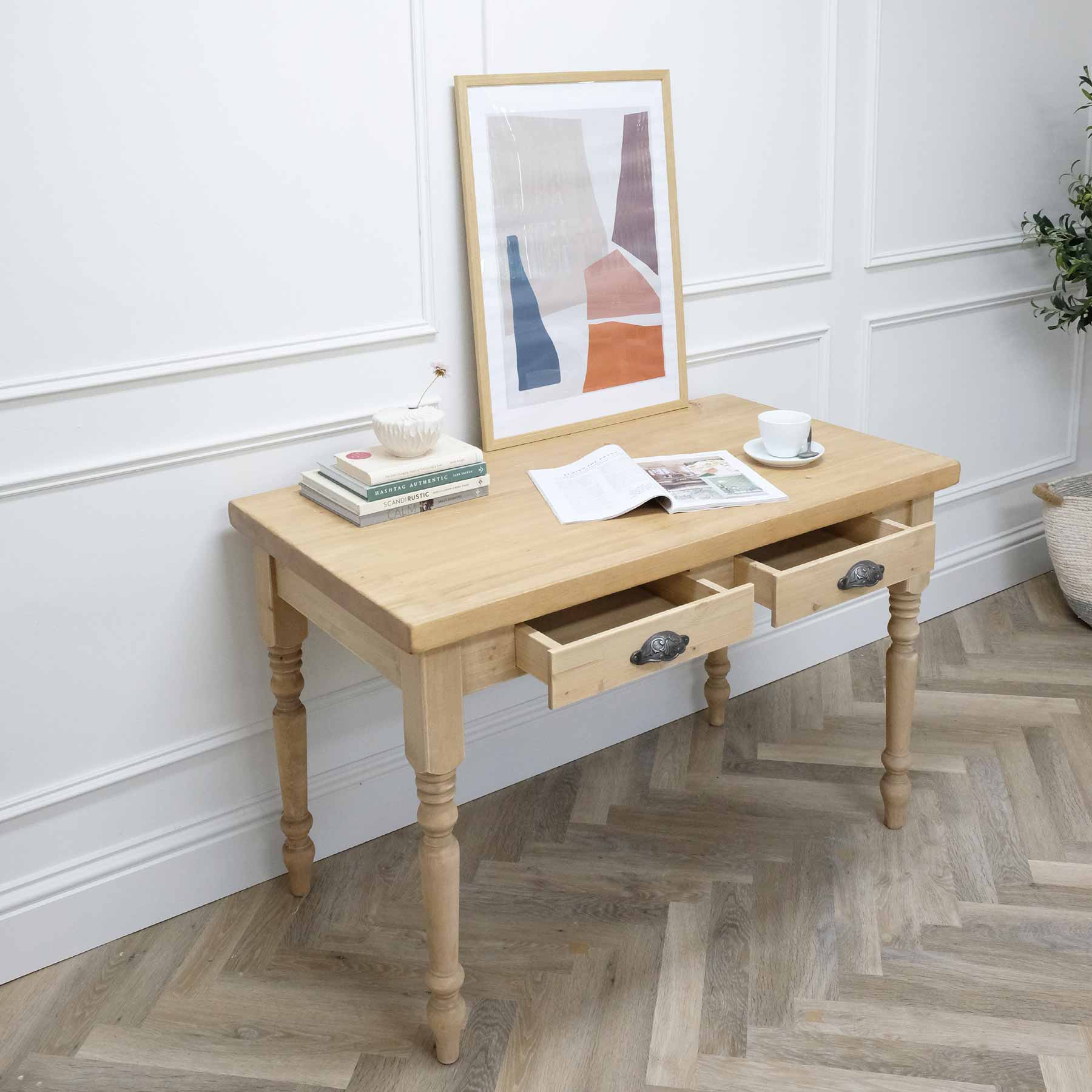 Rustic Wood Writing Desk - Pine Top - Image 4