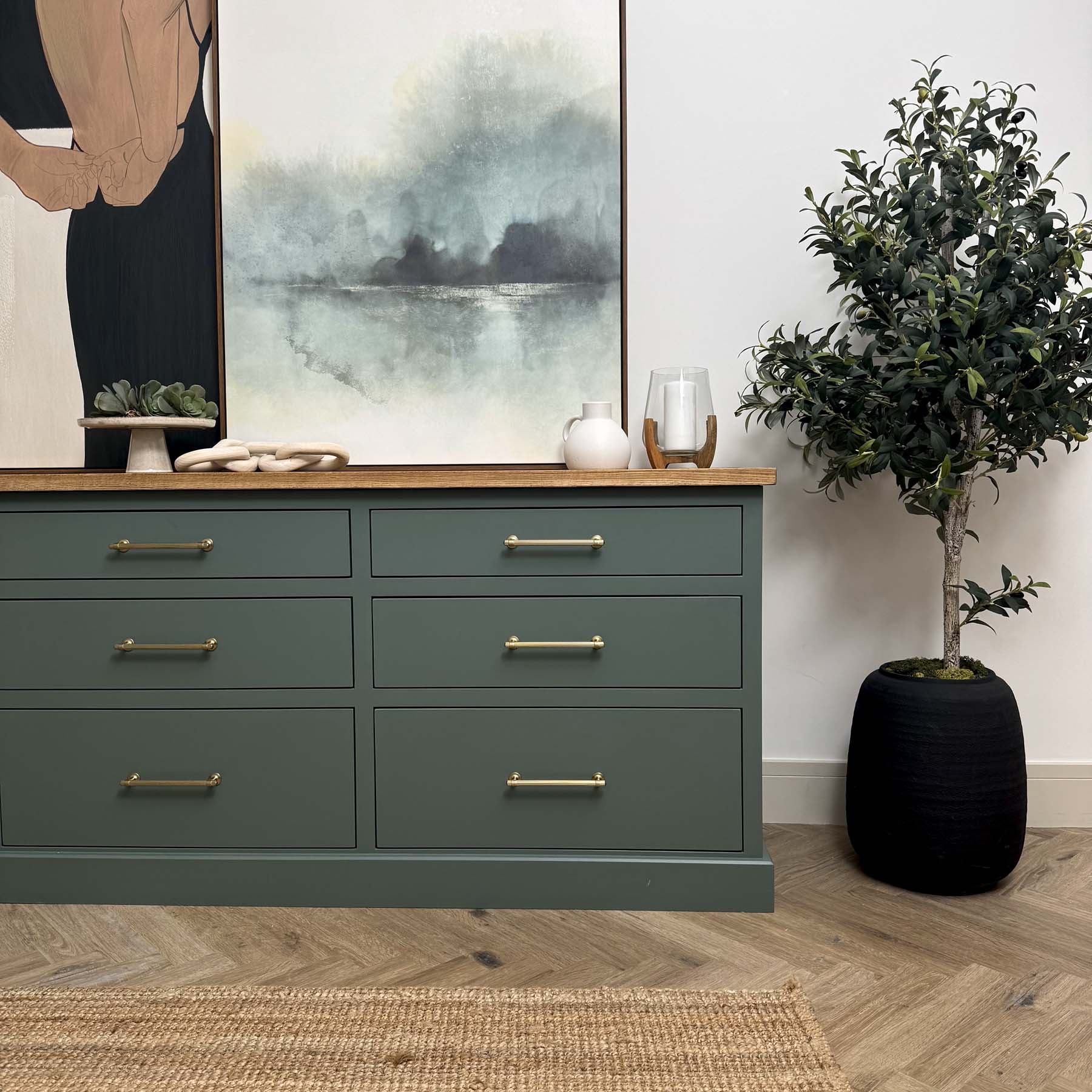 Hayden Drawers Sideboard Green smoke Castle brown 1