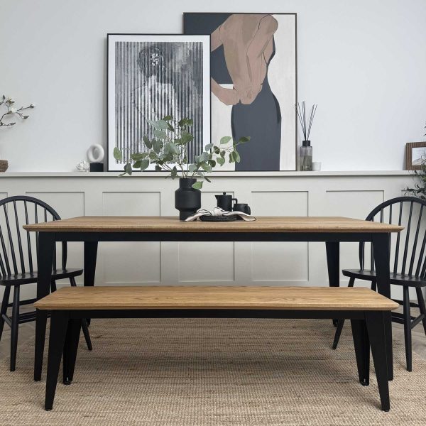 Hendrix Oak Table and Bench Castle Brown