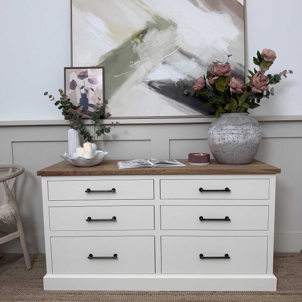 Hayden 6 Drawer Pine Painted Base with Oak Top