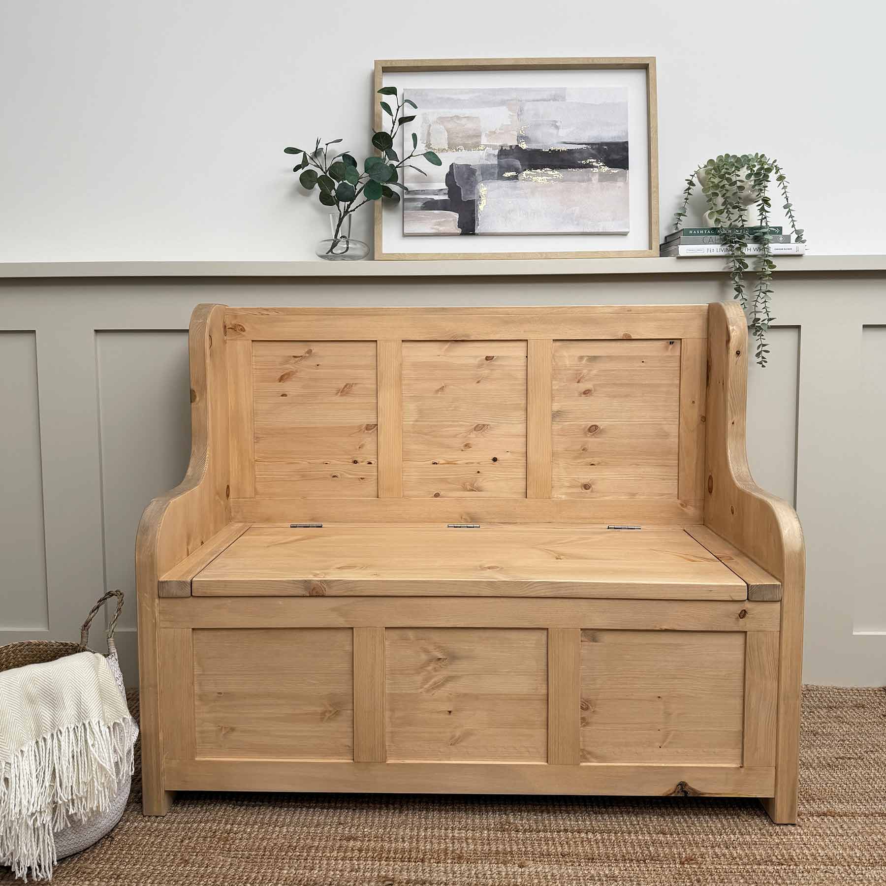 Norwood-Monks-Bench-125-x55x100-Weathered-Oak-Front