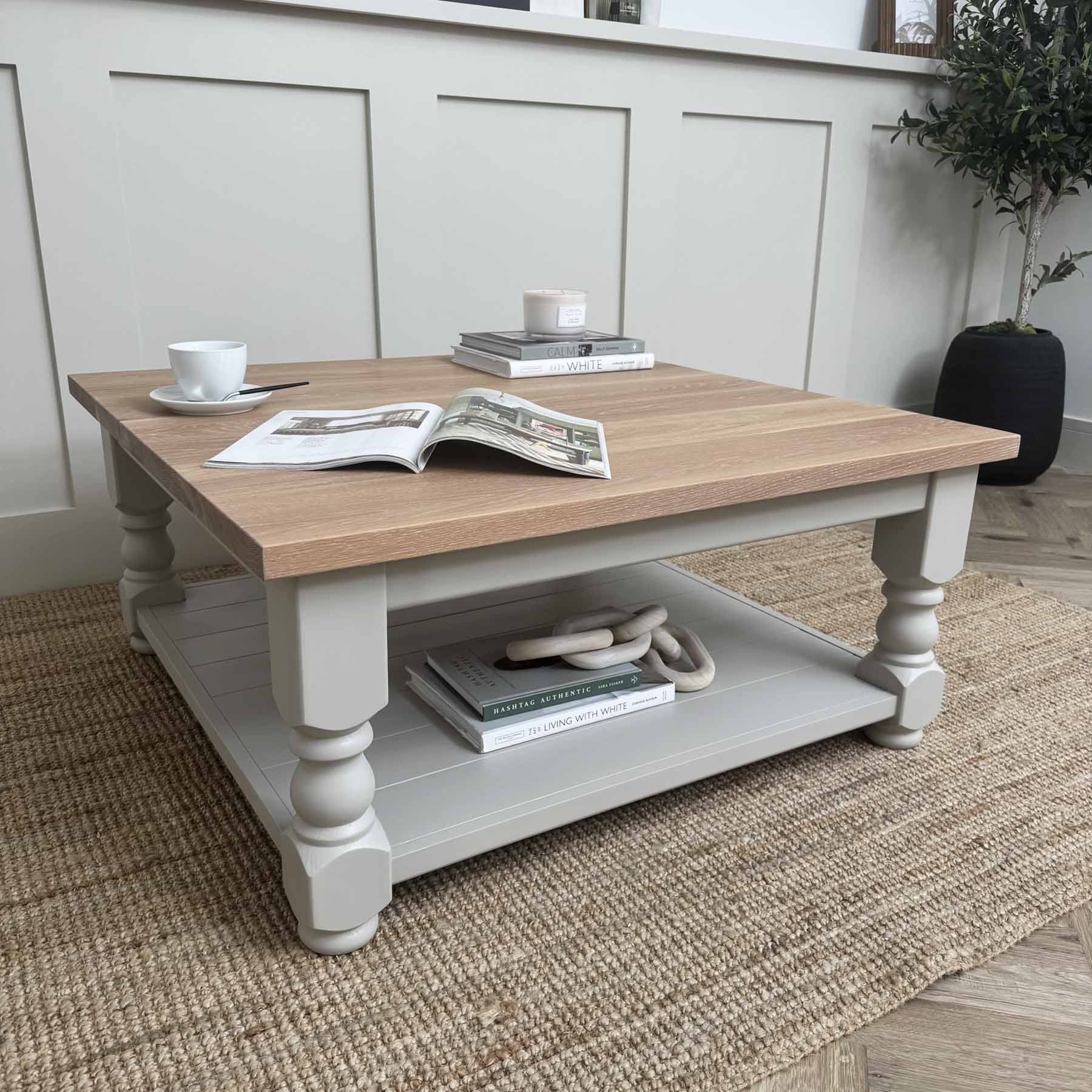 Oak Top Refectory Coffee table Hardwick White, White