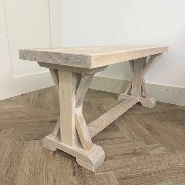 Solid Oak Trestle Bench