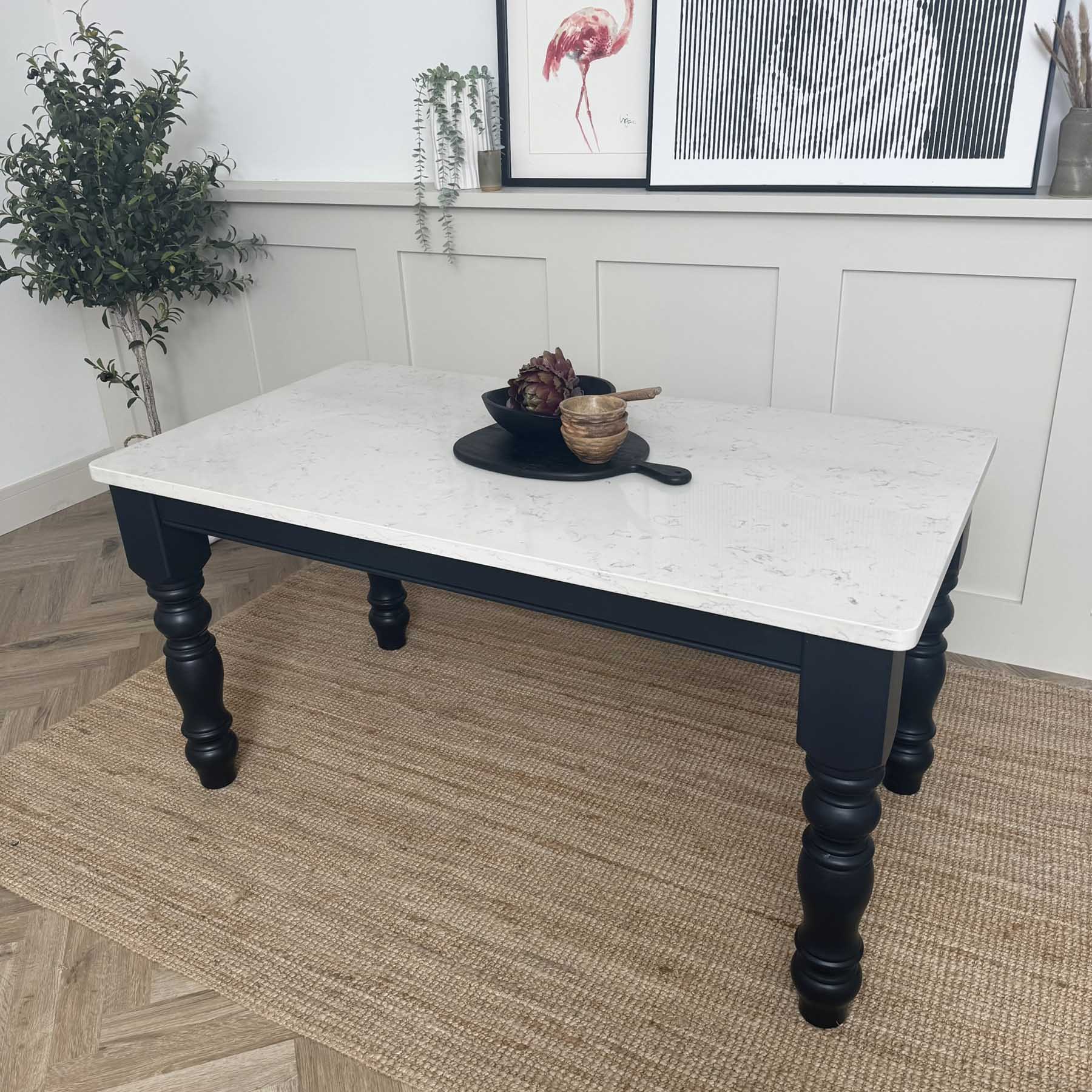 Marylebone Quartz Table - Carrara, custom paint