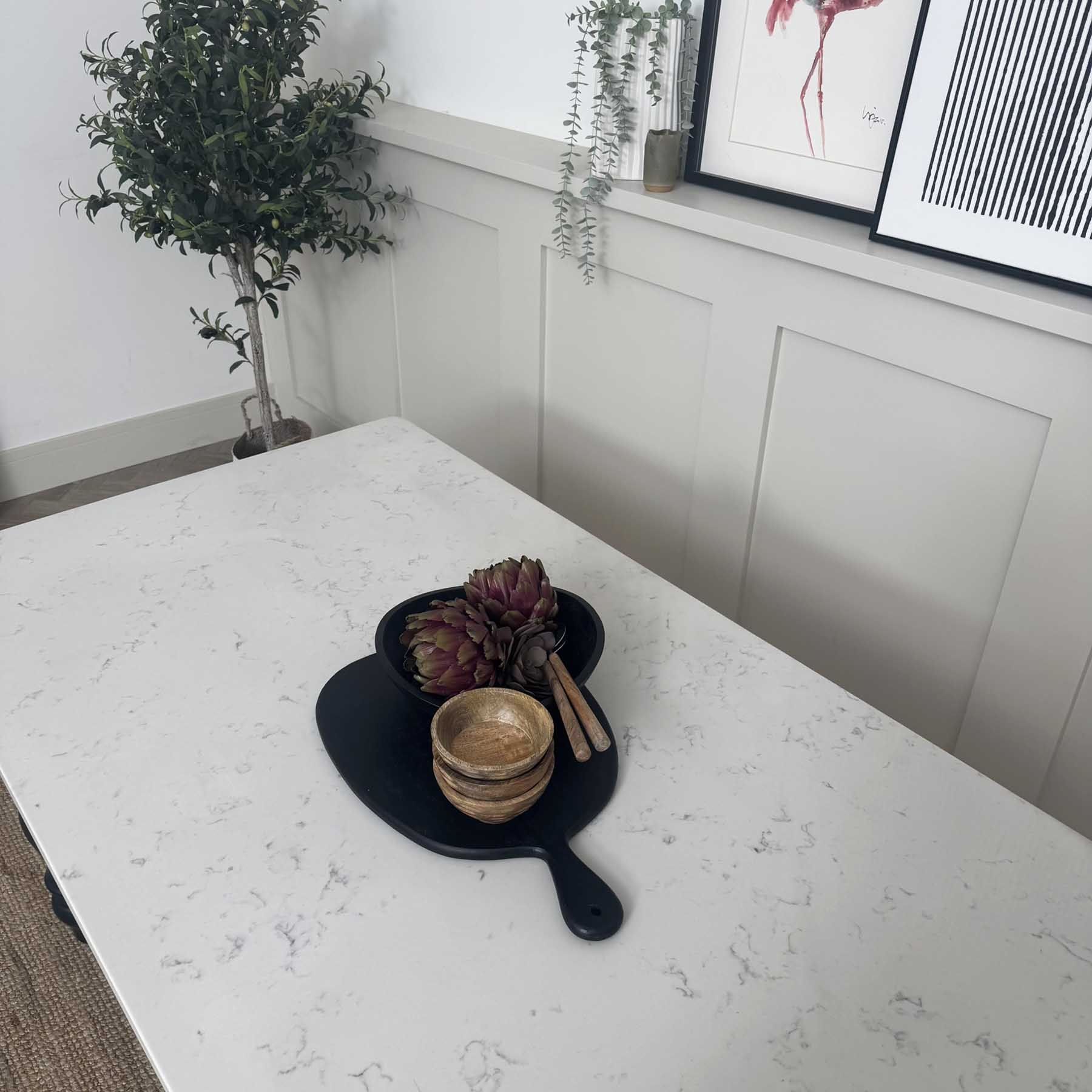 Marylebone Quartz Table - Carrara, custom paint